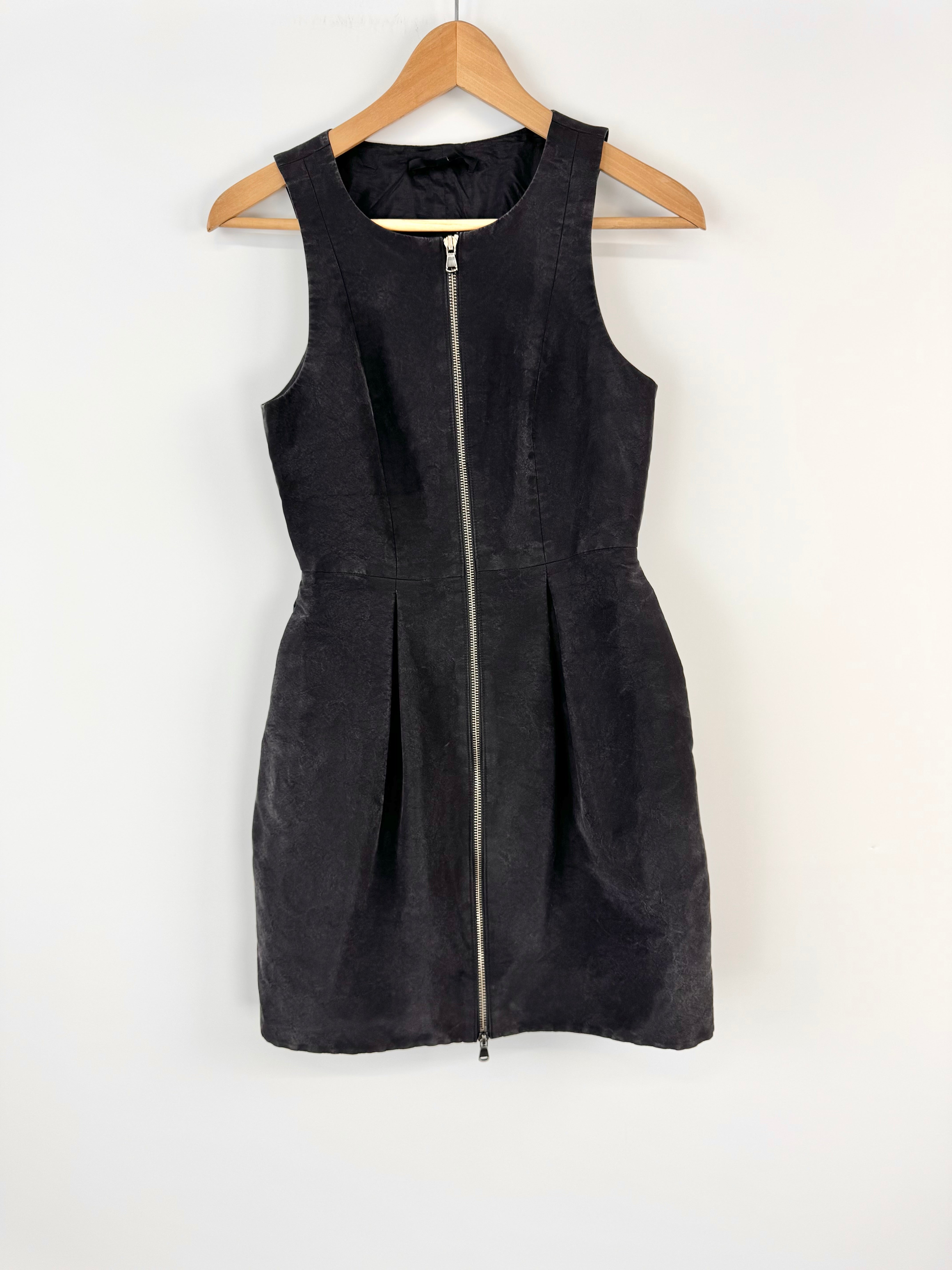 Tibi Black Textured Sleeveless Silk Dress - AU8/10