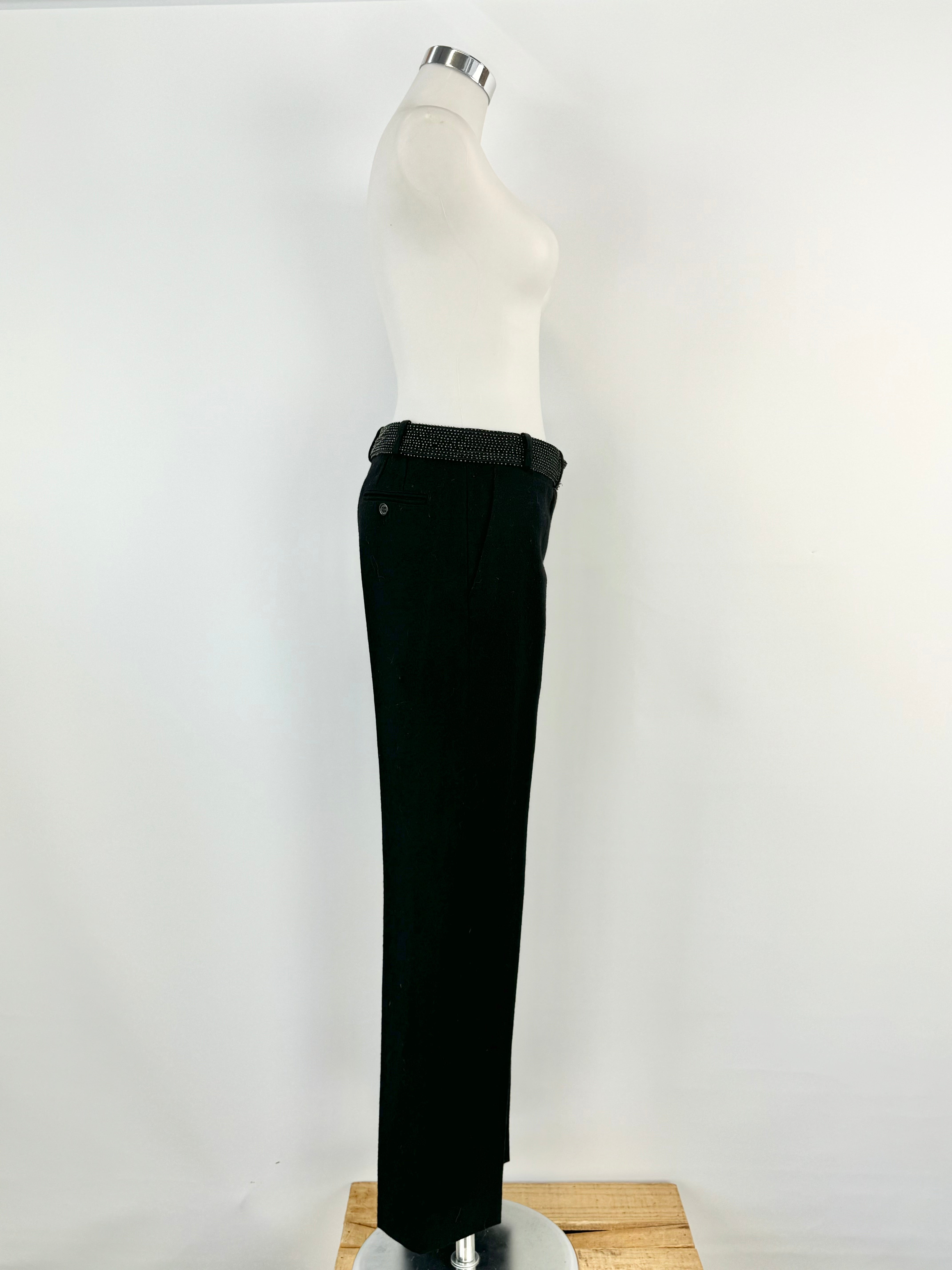 Chloe Black Wool Beaded Waist Slacks - AU10