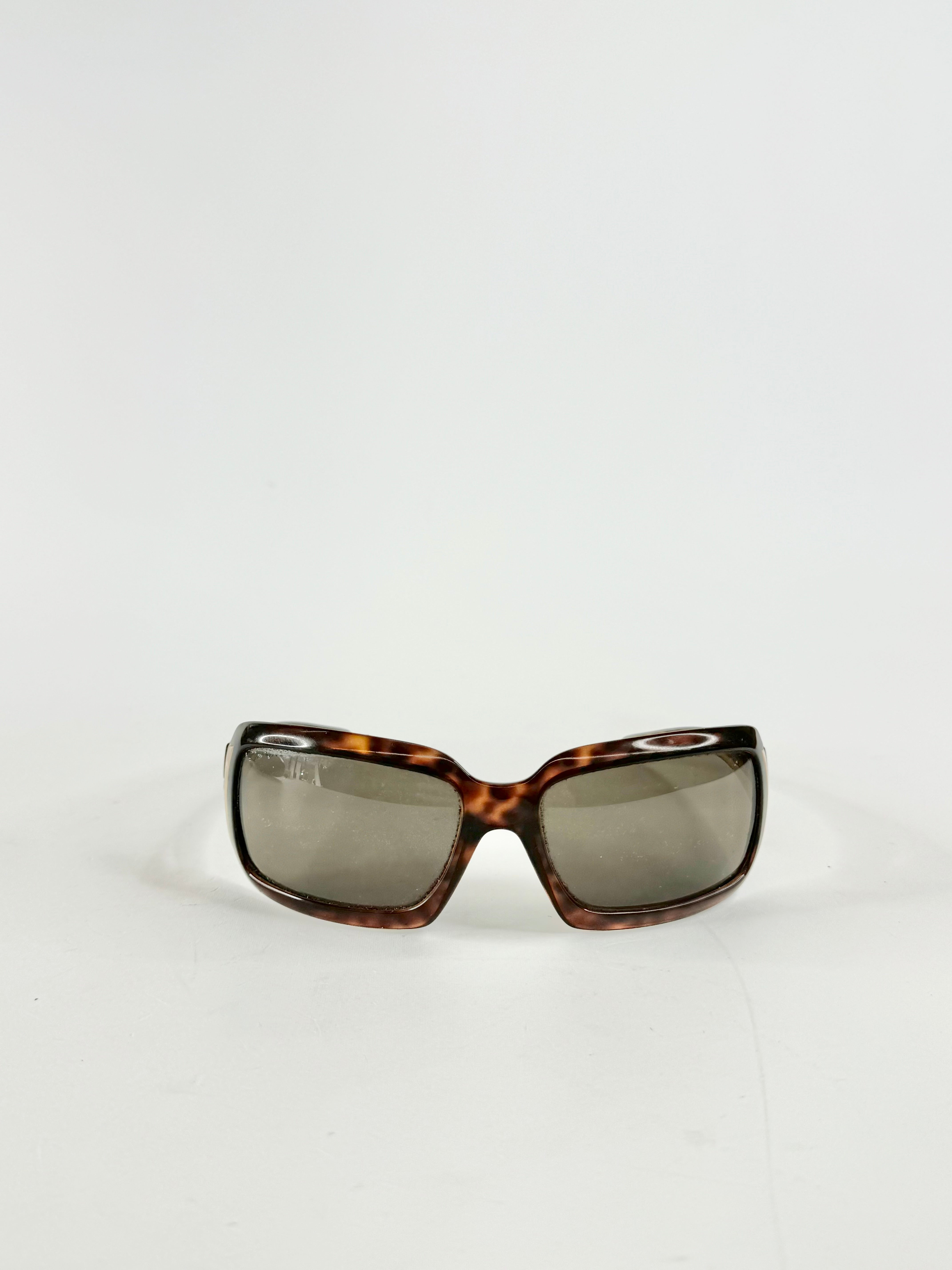 Prada Dark Brown Tortoiseshell Rectangular Sunglasses