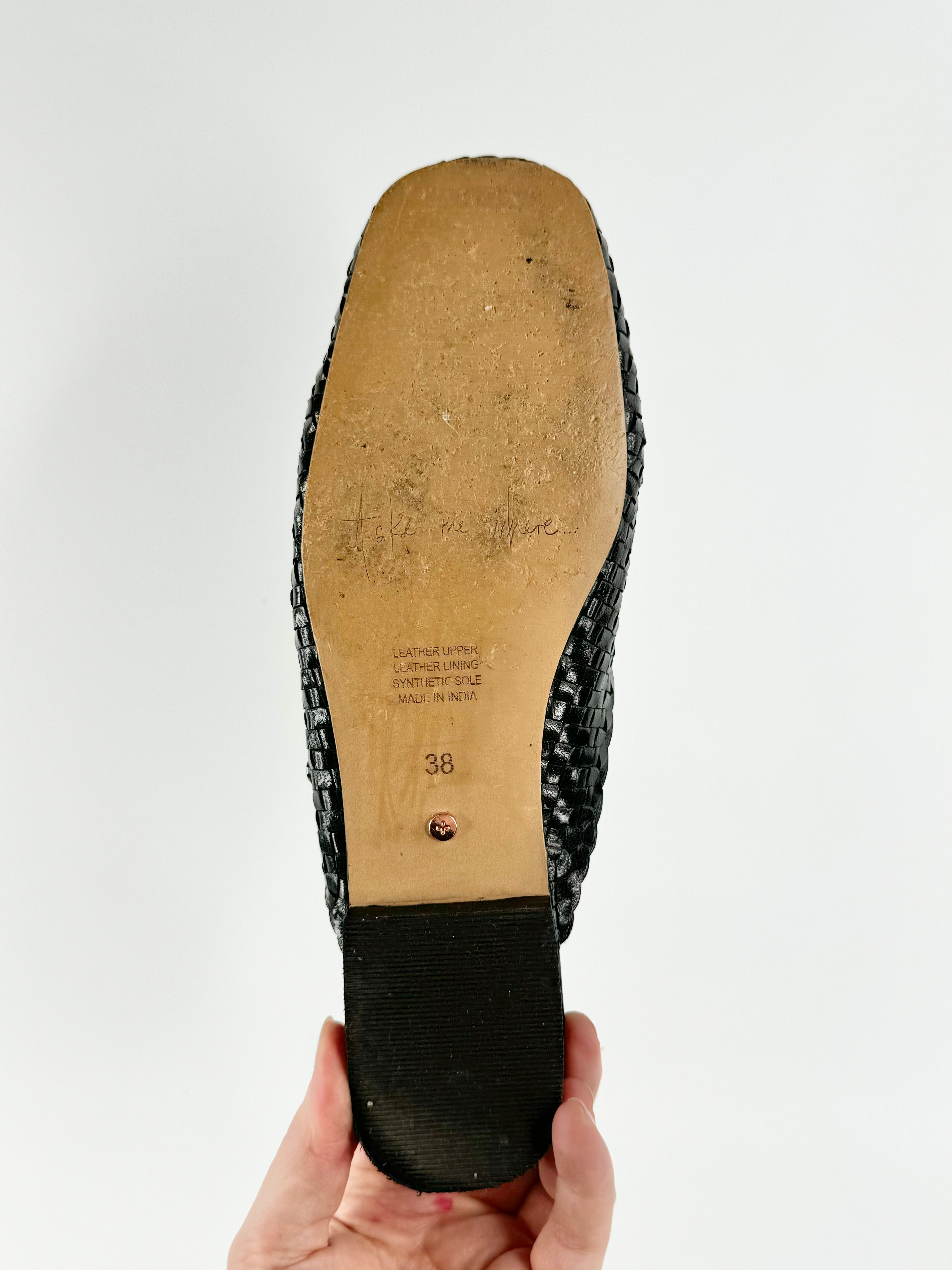 Mimco Black Woven Flat Mules - EU38