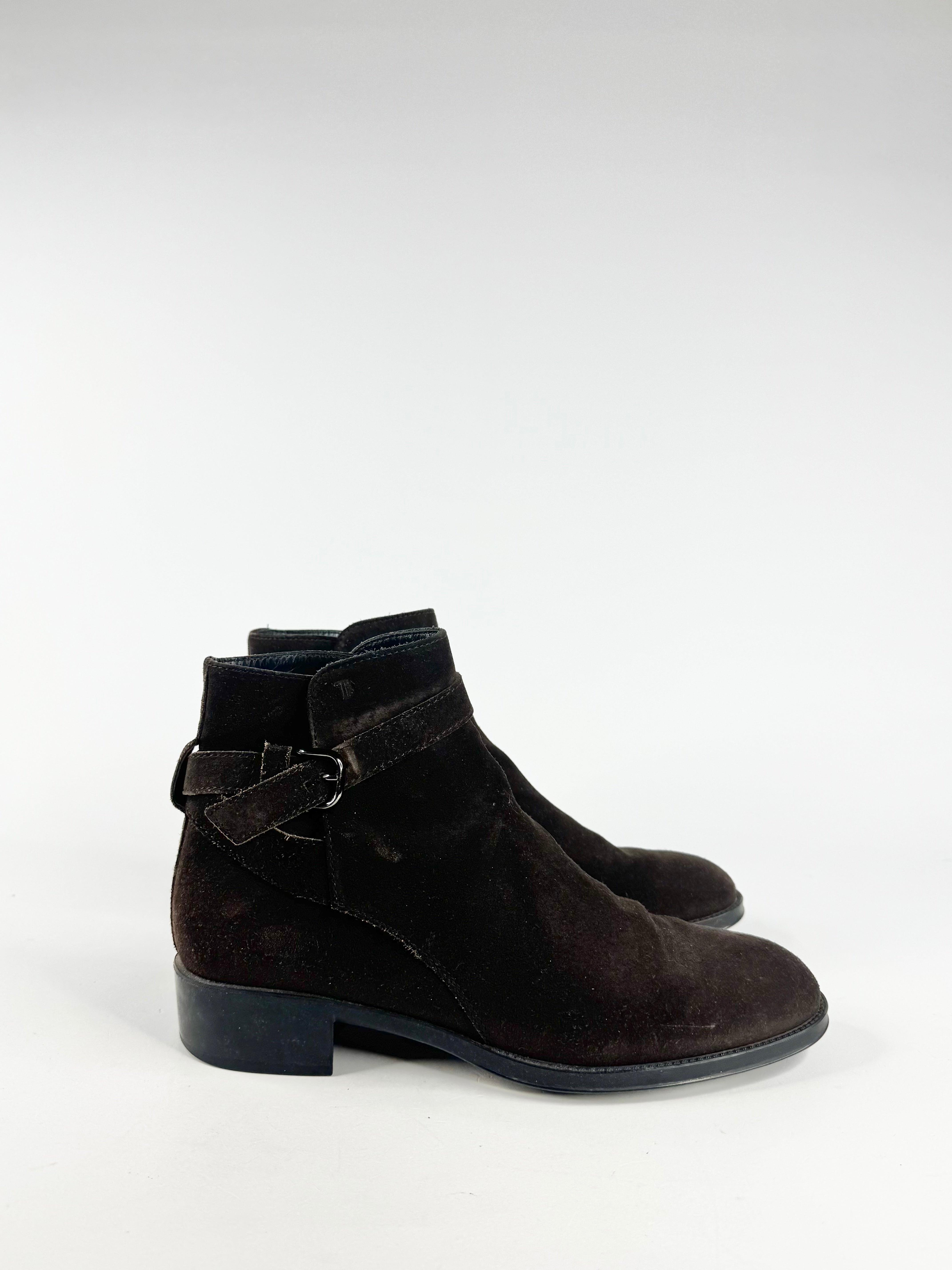 Tod's Dark Mahogany Suede Ankle Boots - EU38.5