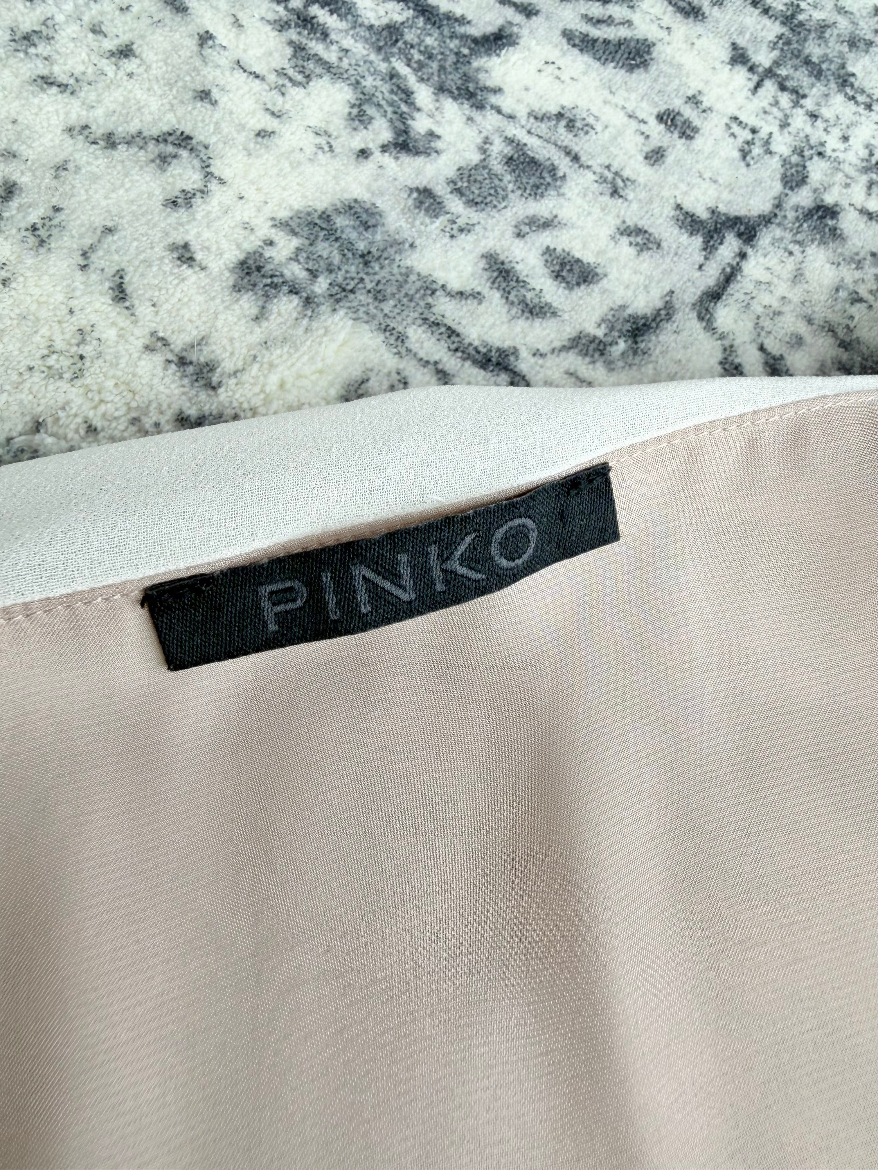 Pinko Ivory Black & Taupe Pintuck & Pleated 'Irish Abito' Dress - AU10