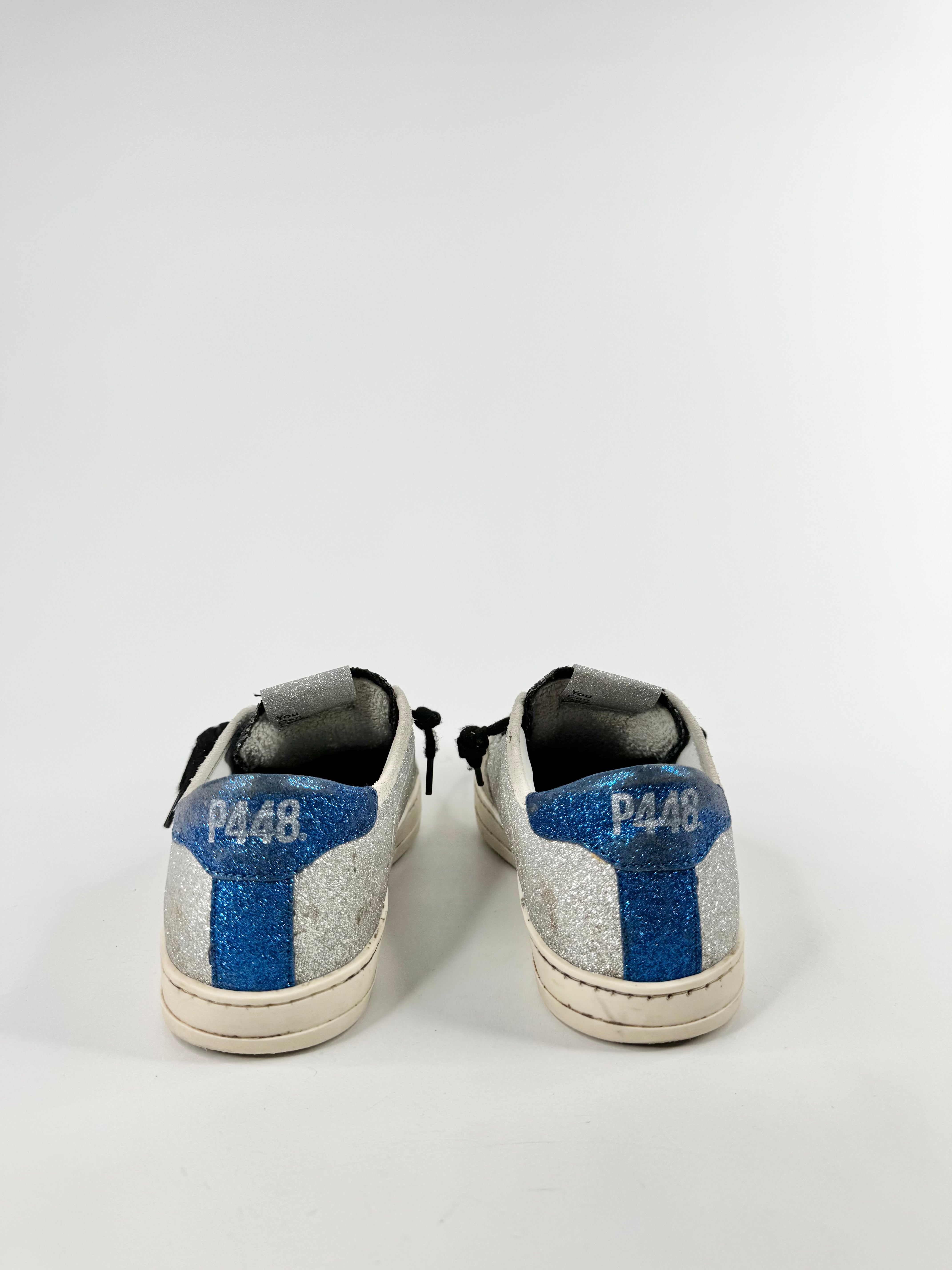 P448 Silver & Blue Glitter Sneakers - EU37