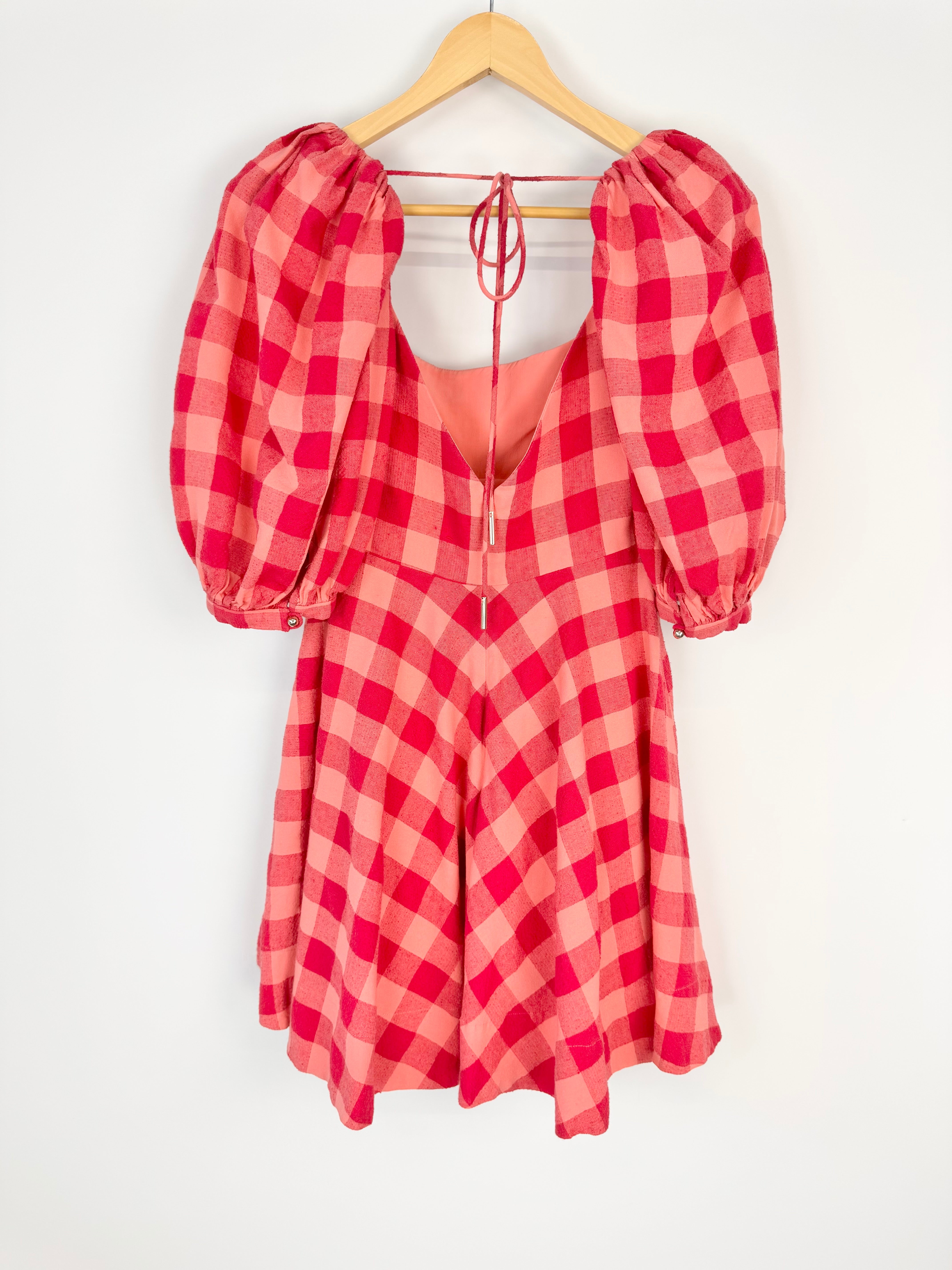 Acler Pink & White 'Perry' Gingham Mini Dress - AU8