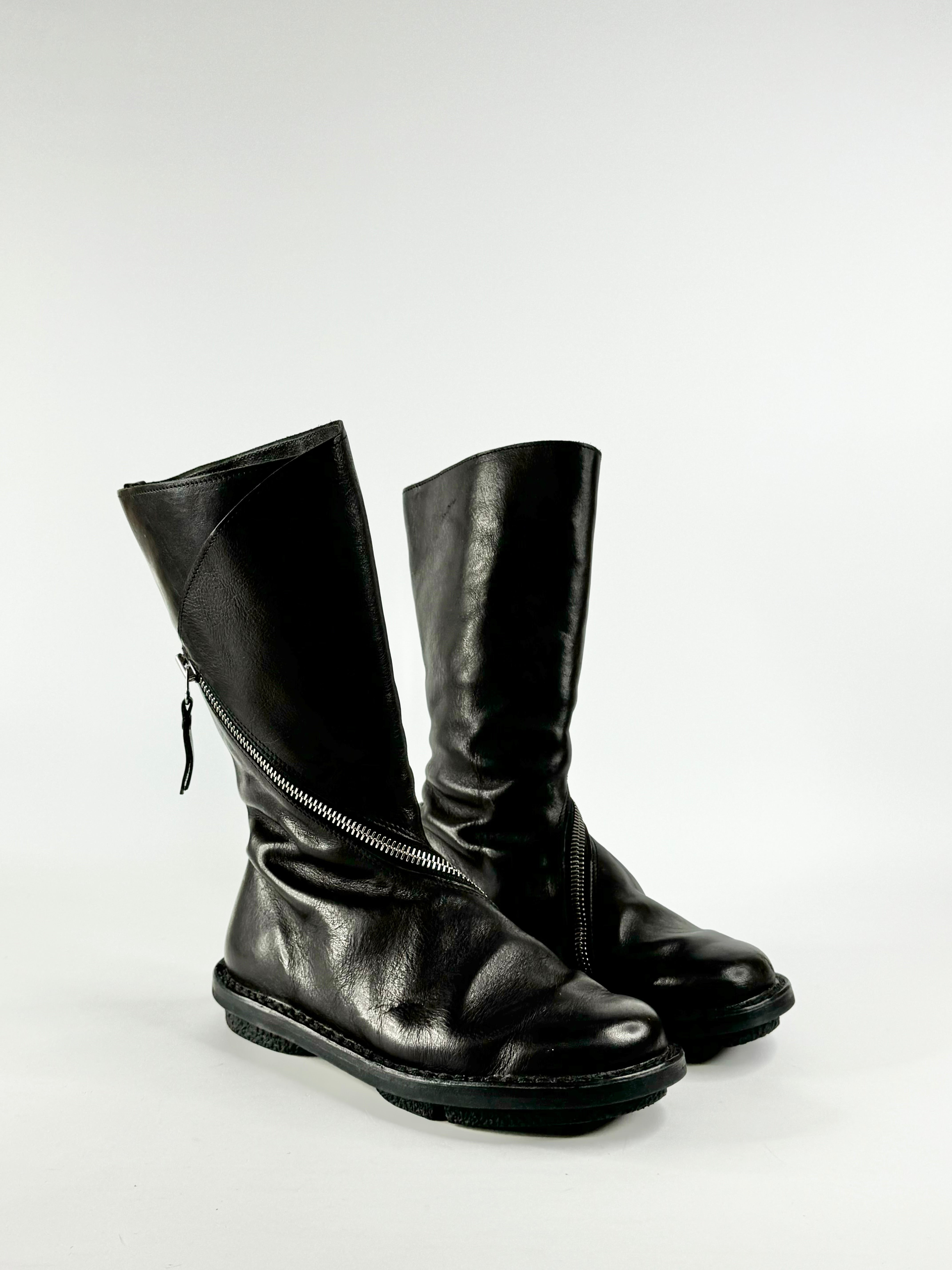 Trippen Black Zipper Calf Boots - EU38