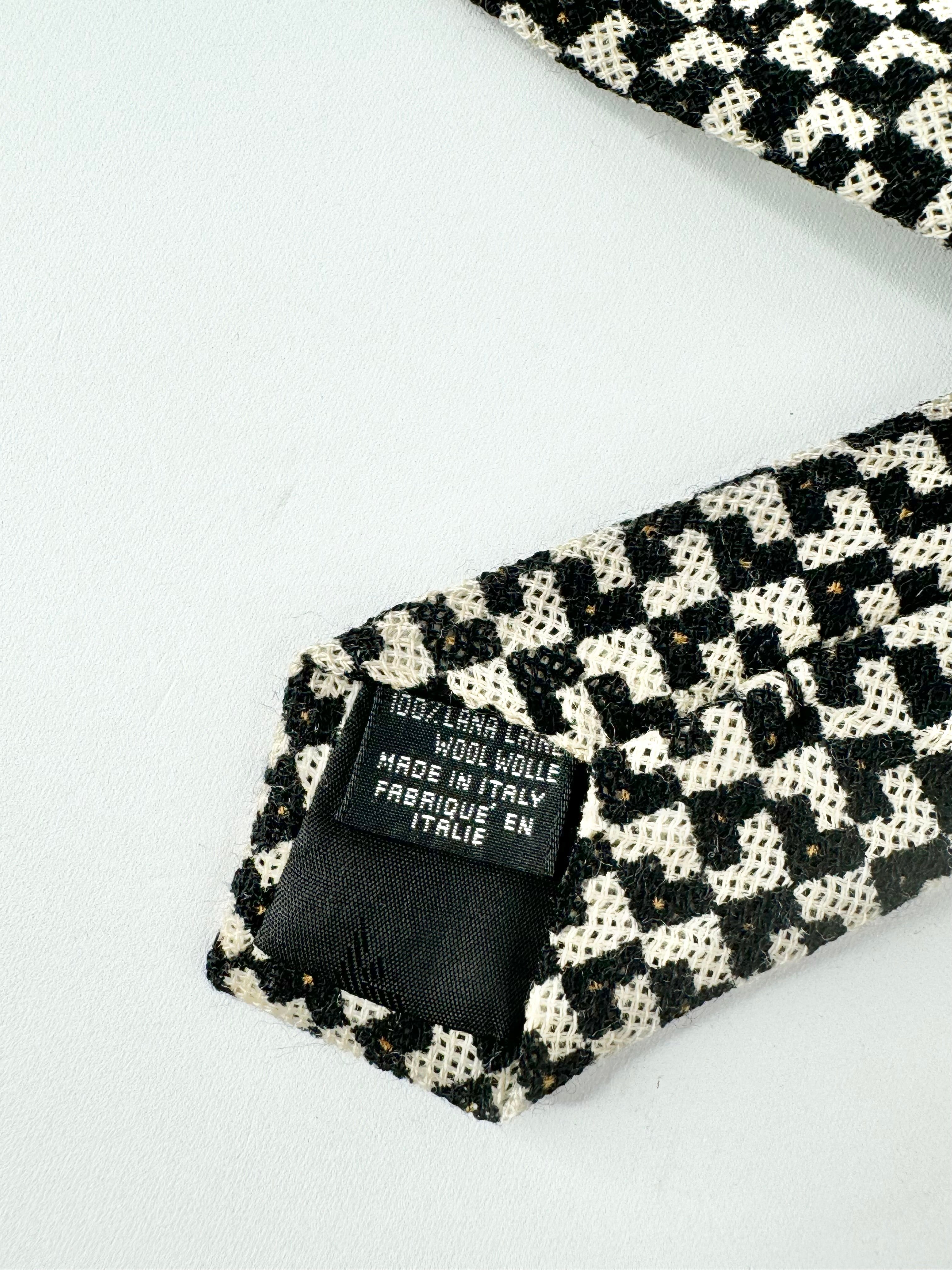 Vintage Emporio Armani Black & White Patterned Wool Tie