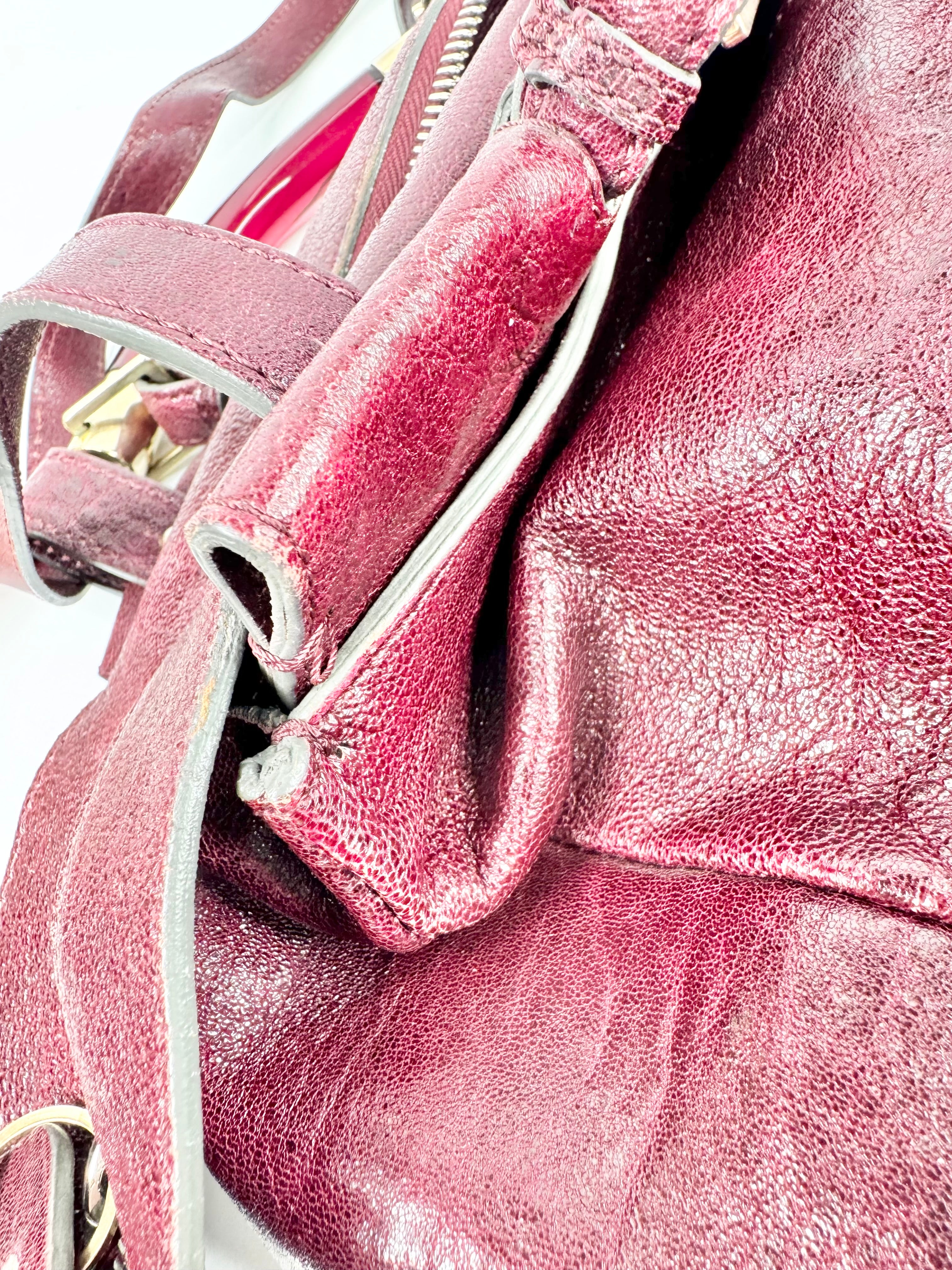 Chloé Burgundy Leather Saskia Square Tote Bag