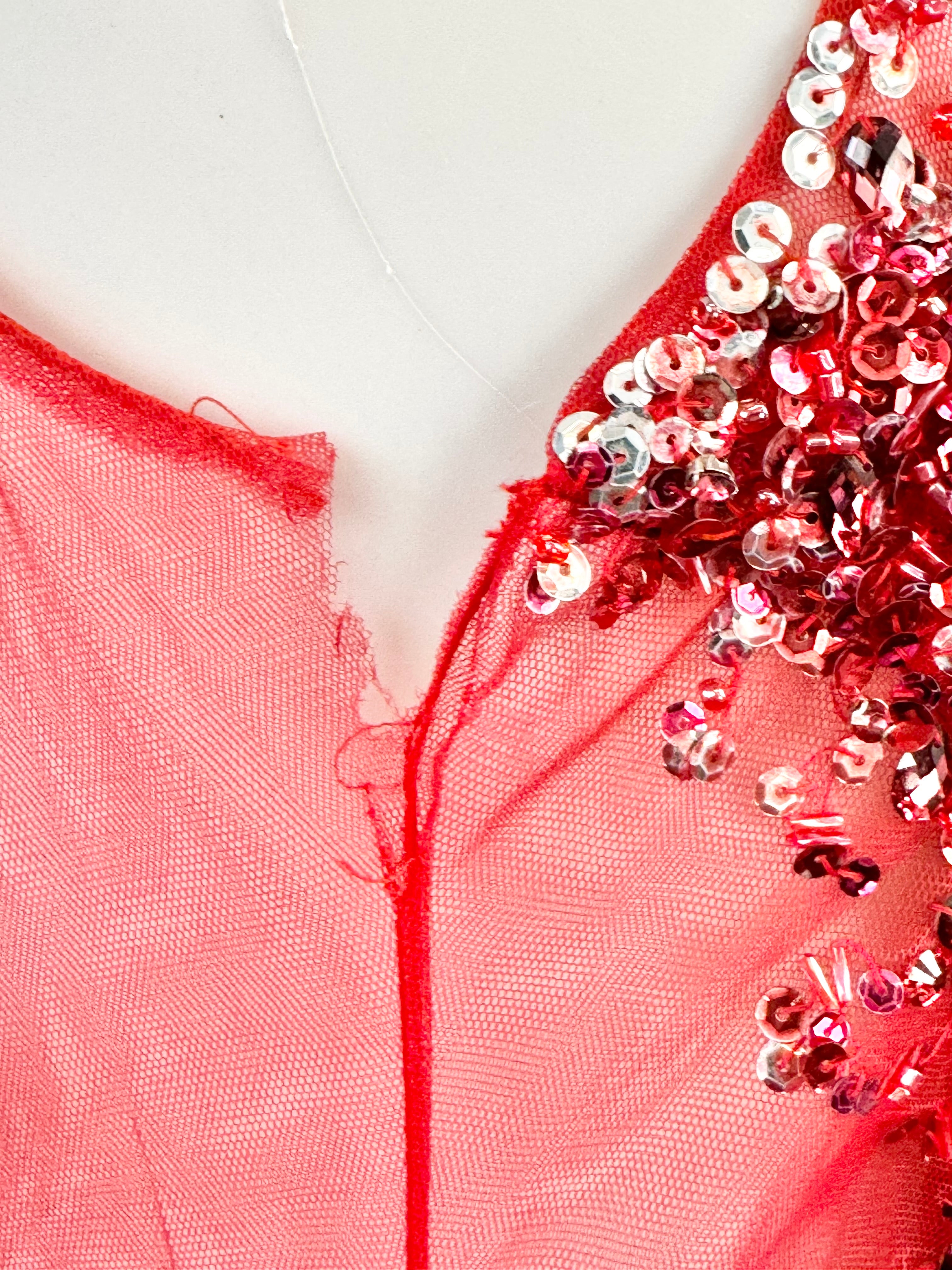 Portia & Scarlett Bright Red Sequin & Beaded Maxi Formal Dress - AU12