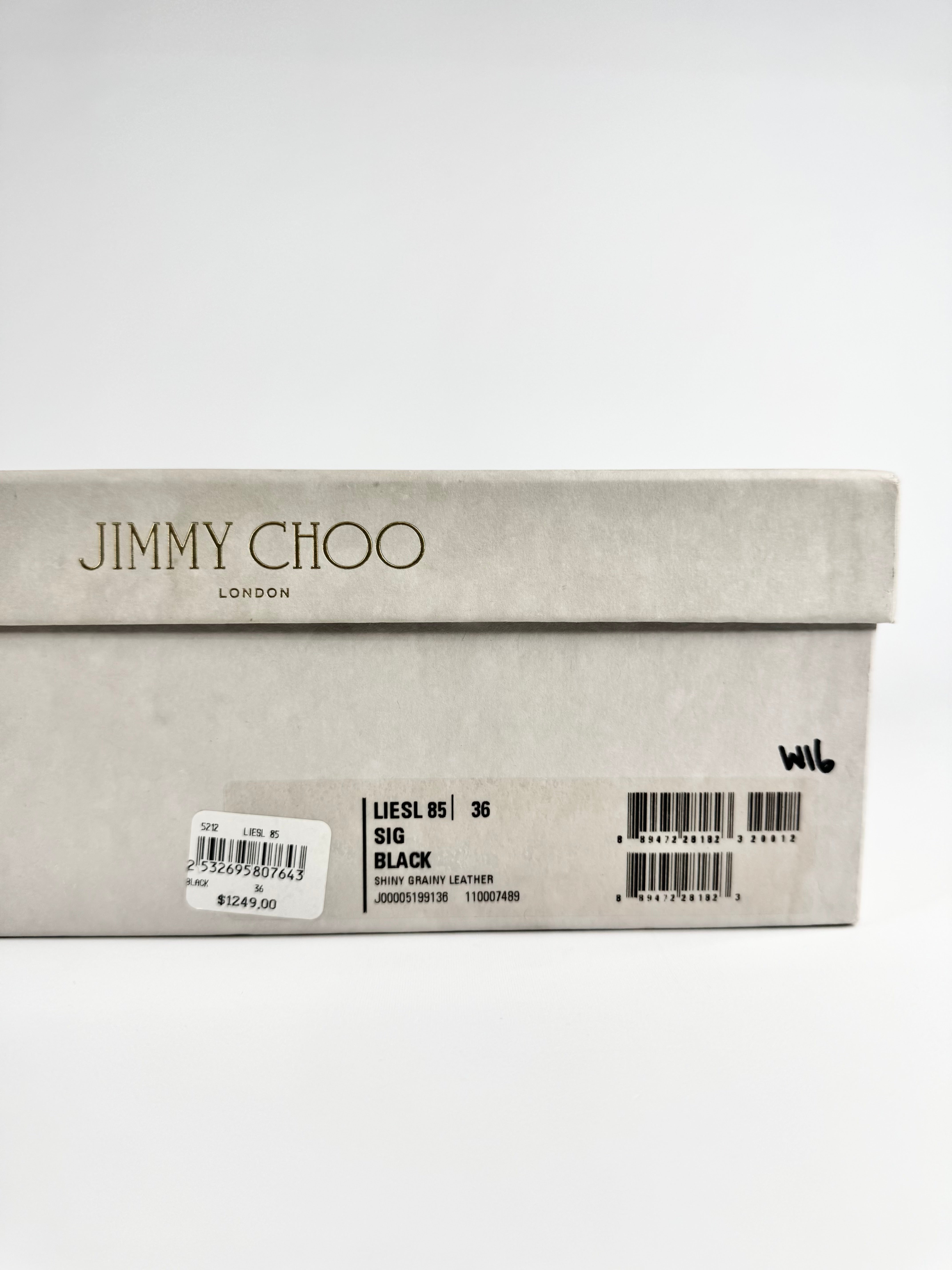 Jimmy Choo Black Grained Leather 'Liesel' Ankle Boots - EU36