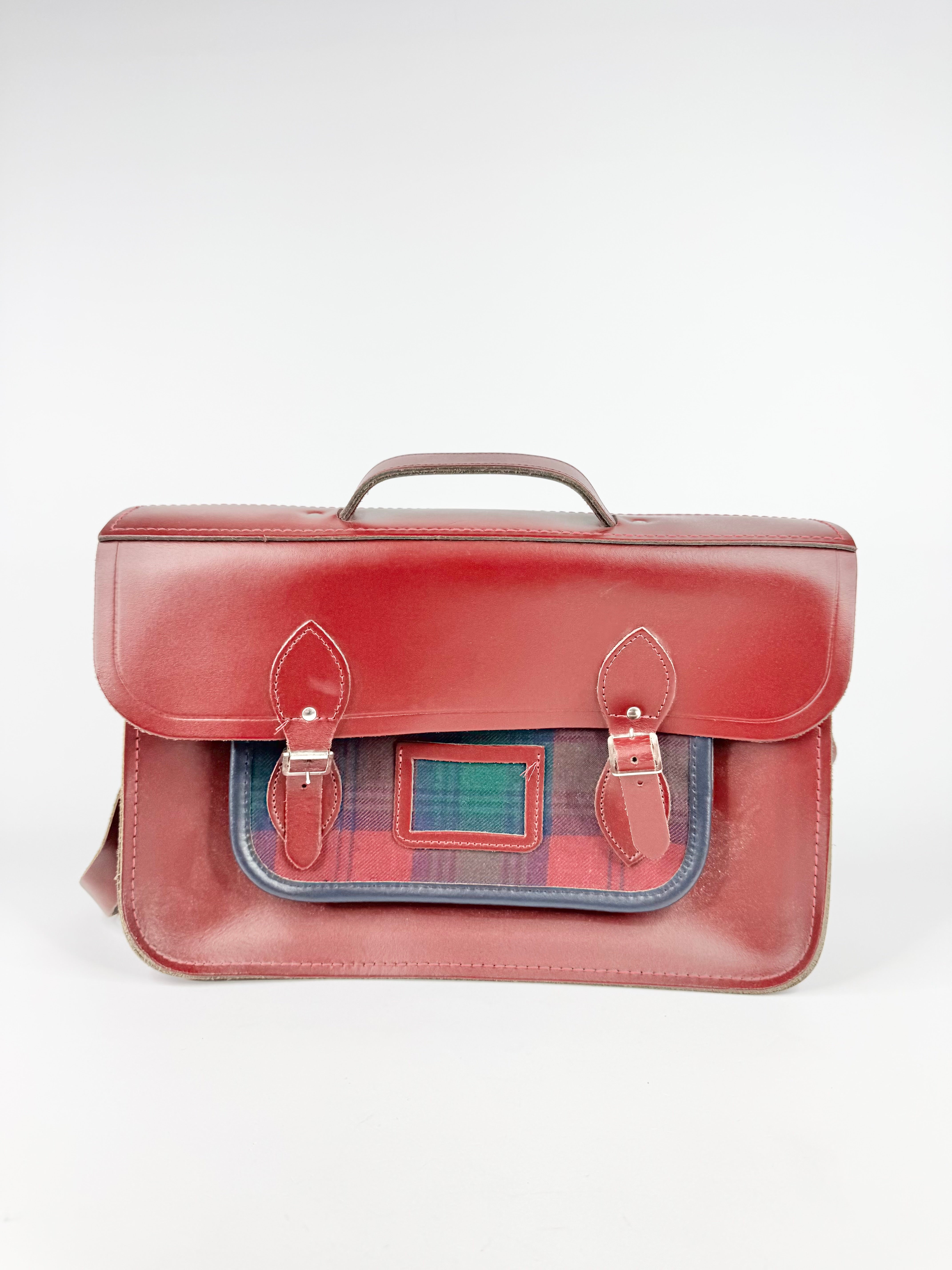 The Cambridge Satchel Company Oxblood Red & Tartan Contrast Messenger Bag