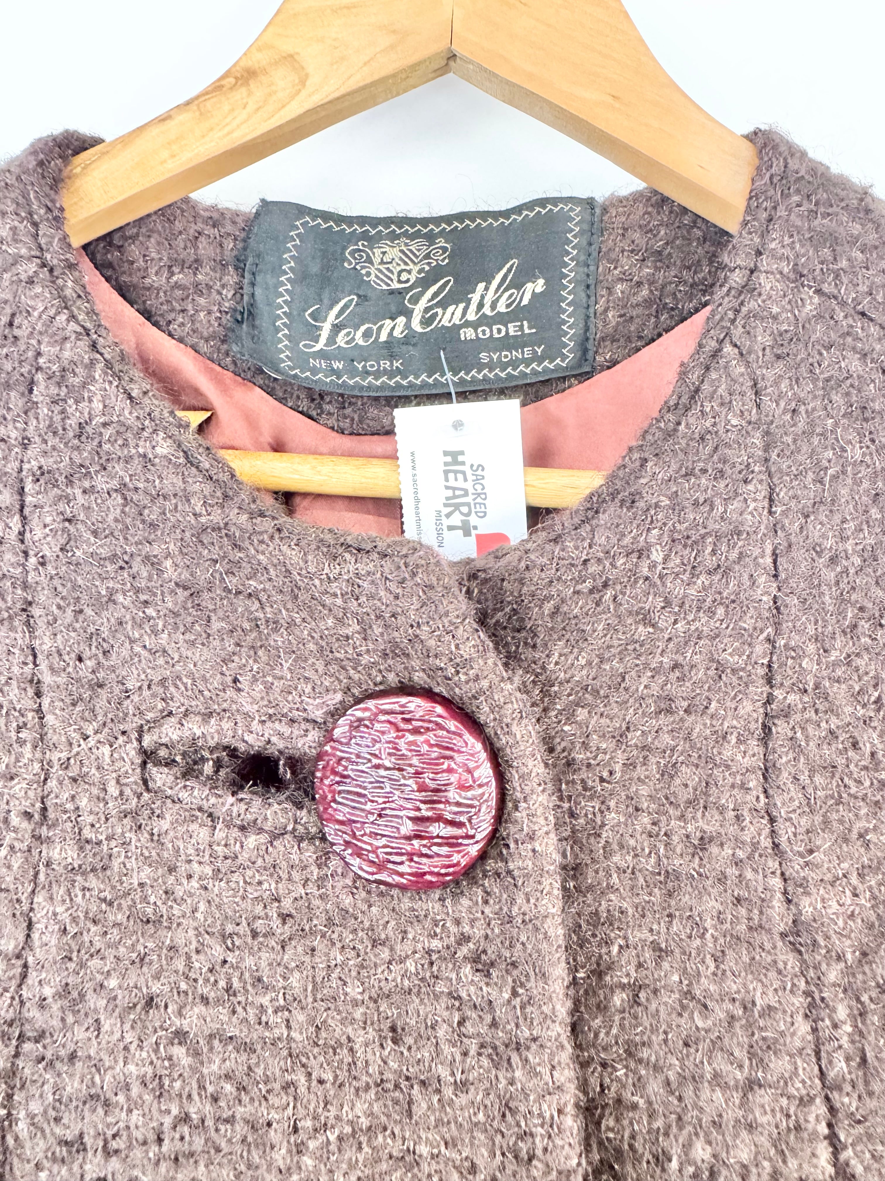 Vintage 60s Leon Cutler Cedar Brown Wool Coat - AU10/12