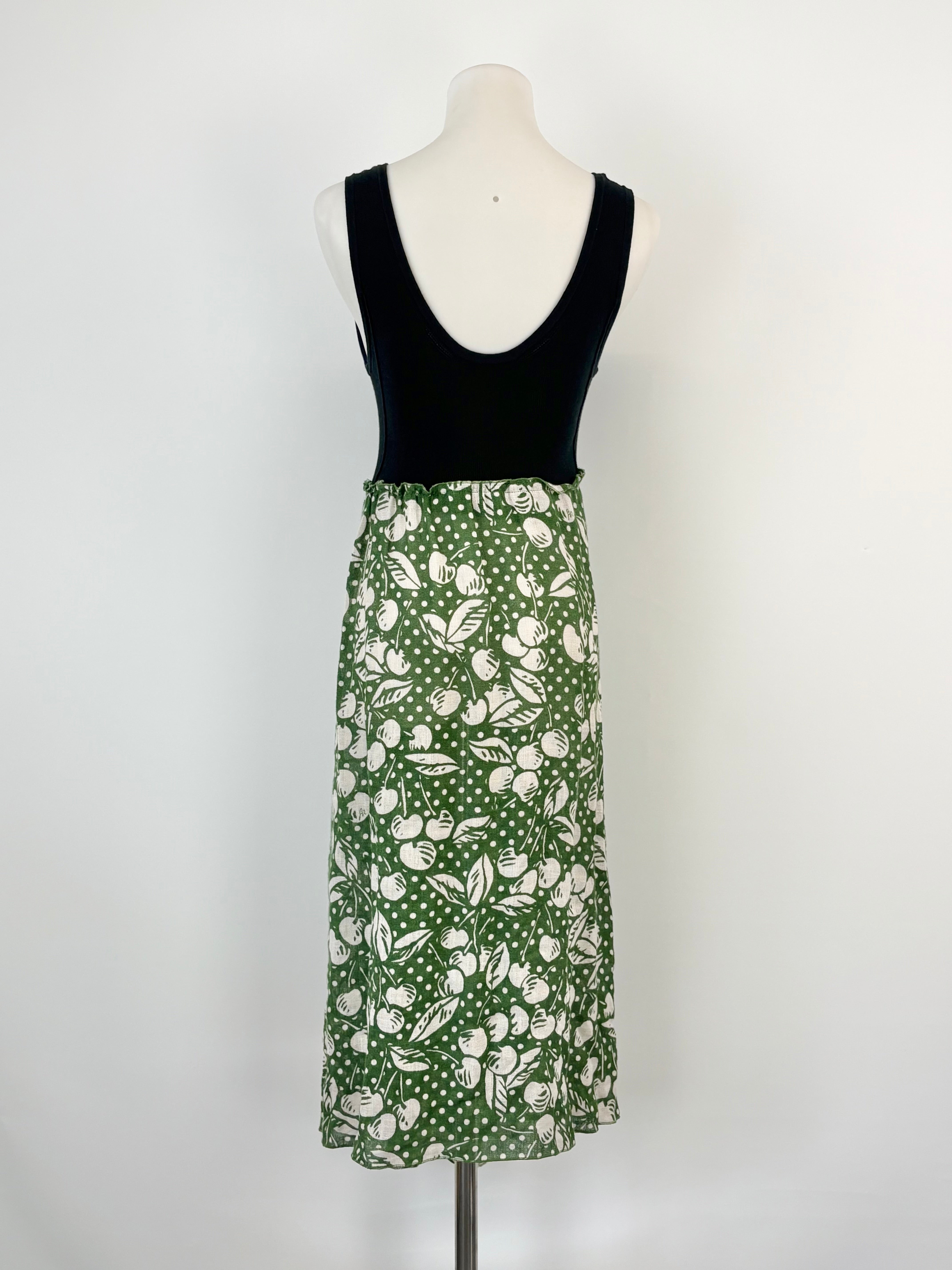 Sonia Rykiel Two-Tone Black & Forest Green Floral Midi Dress - AU8