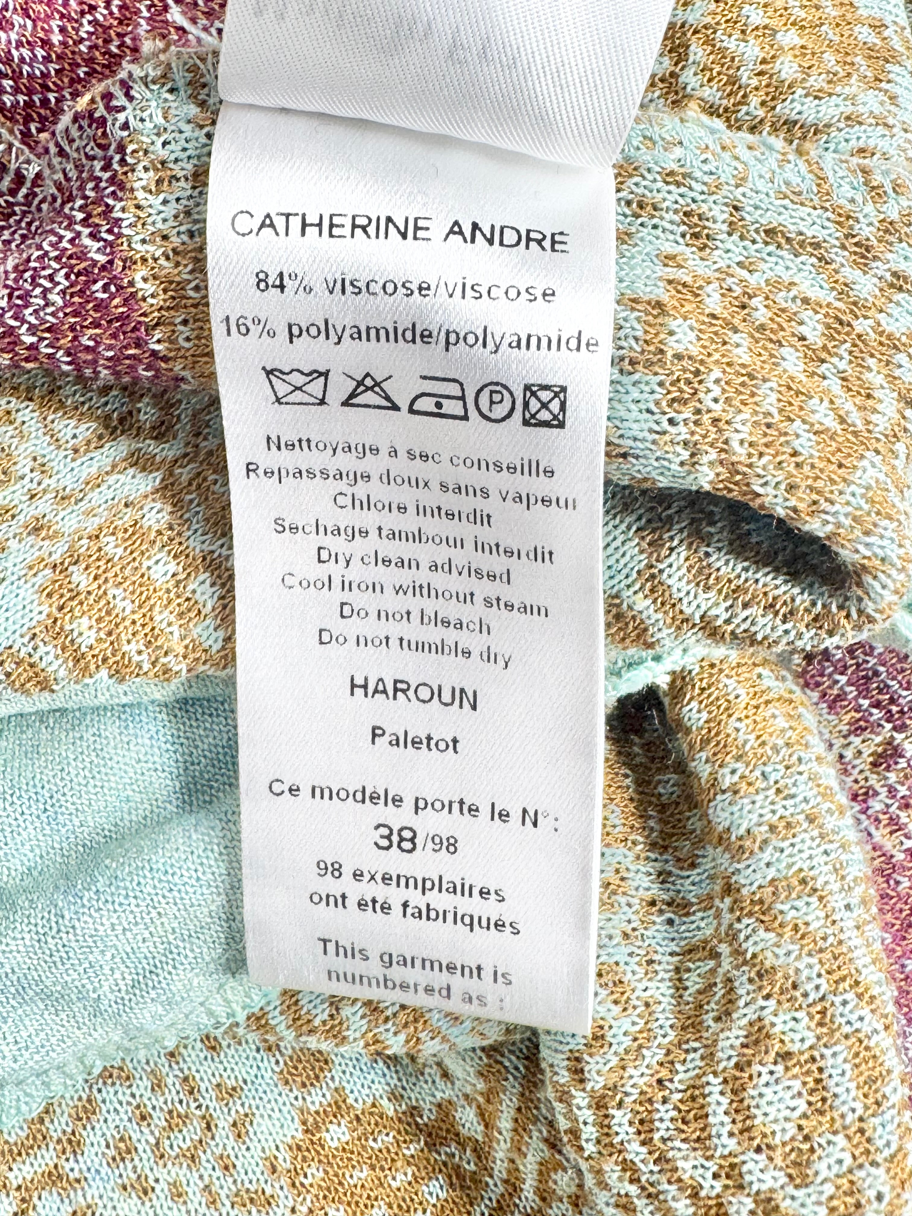 Catherine Andre Deep Gold & Aqua Waterfall Knitwear Cardigan - AU8