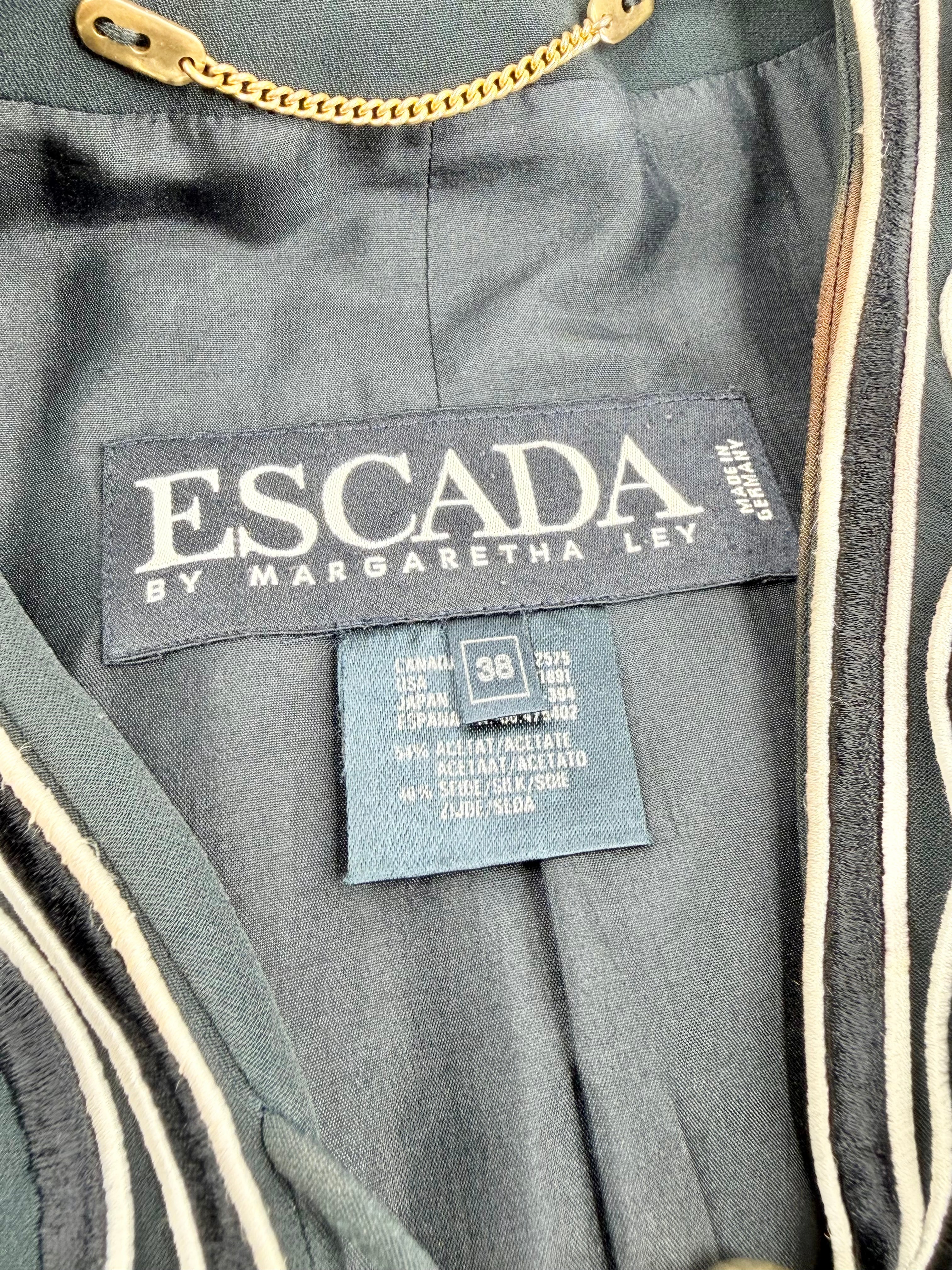 Vintage 80s Escada by Margaretha Ley Black Motif Pattern Jacket - AU8/10