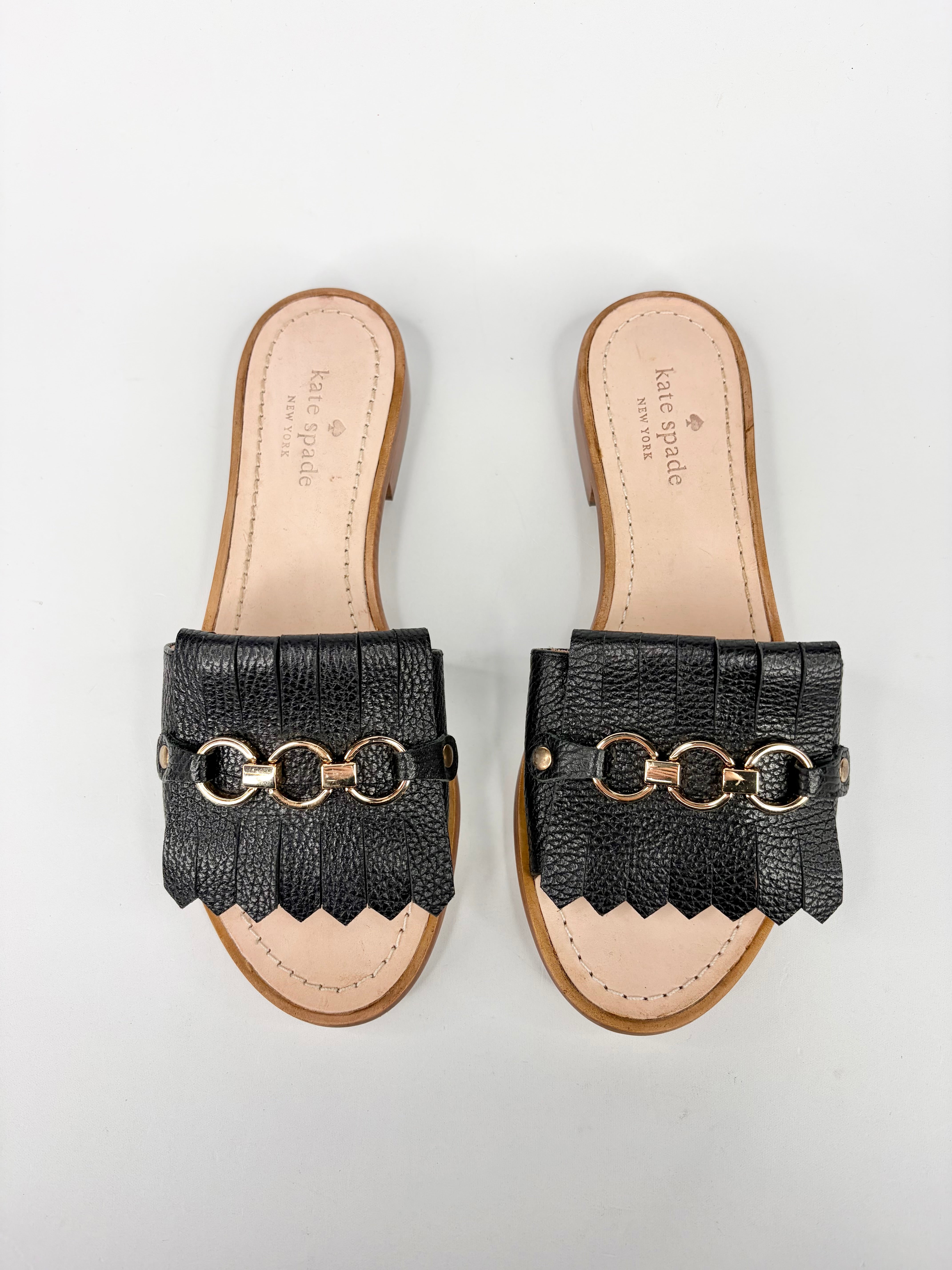 Kate Spade Black Leather 'Brie' Slides NWT - EU38
