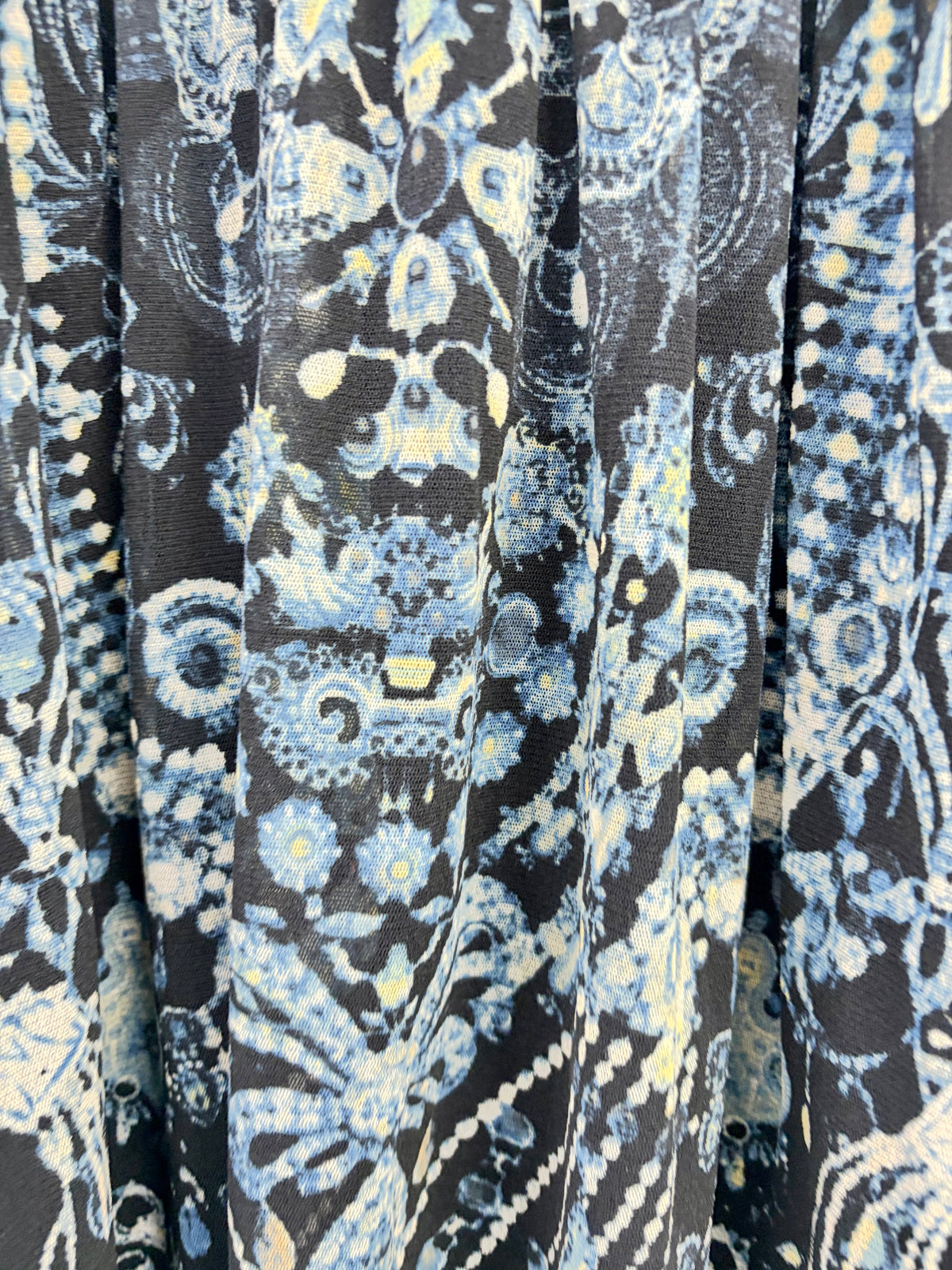 Jean Paul Gaultier Soleil Black & Blue Floral Patterned Off Shoulder Mini Dress - AU10/12