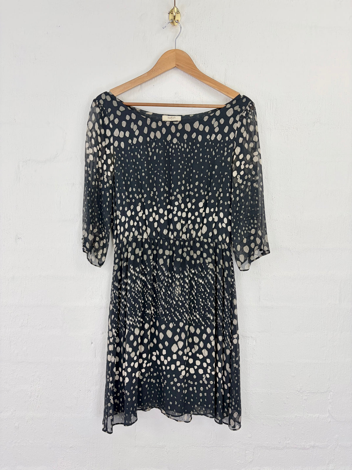 Ba&shGreen & Cream Dot Patterned 'Ianis' Dress - AU8