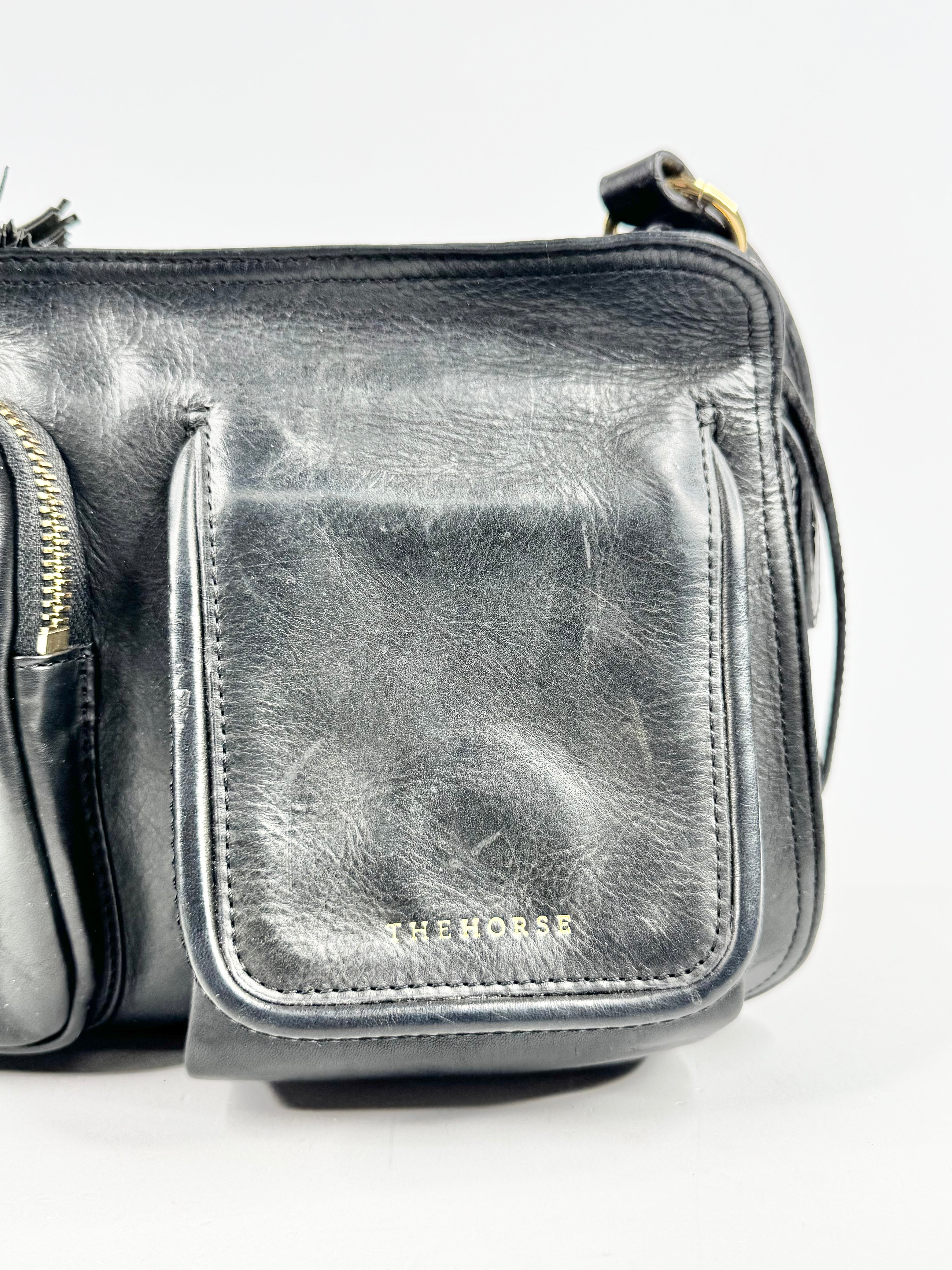 The Horse Black Leather Cross Body Bag