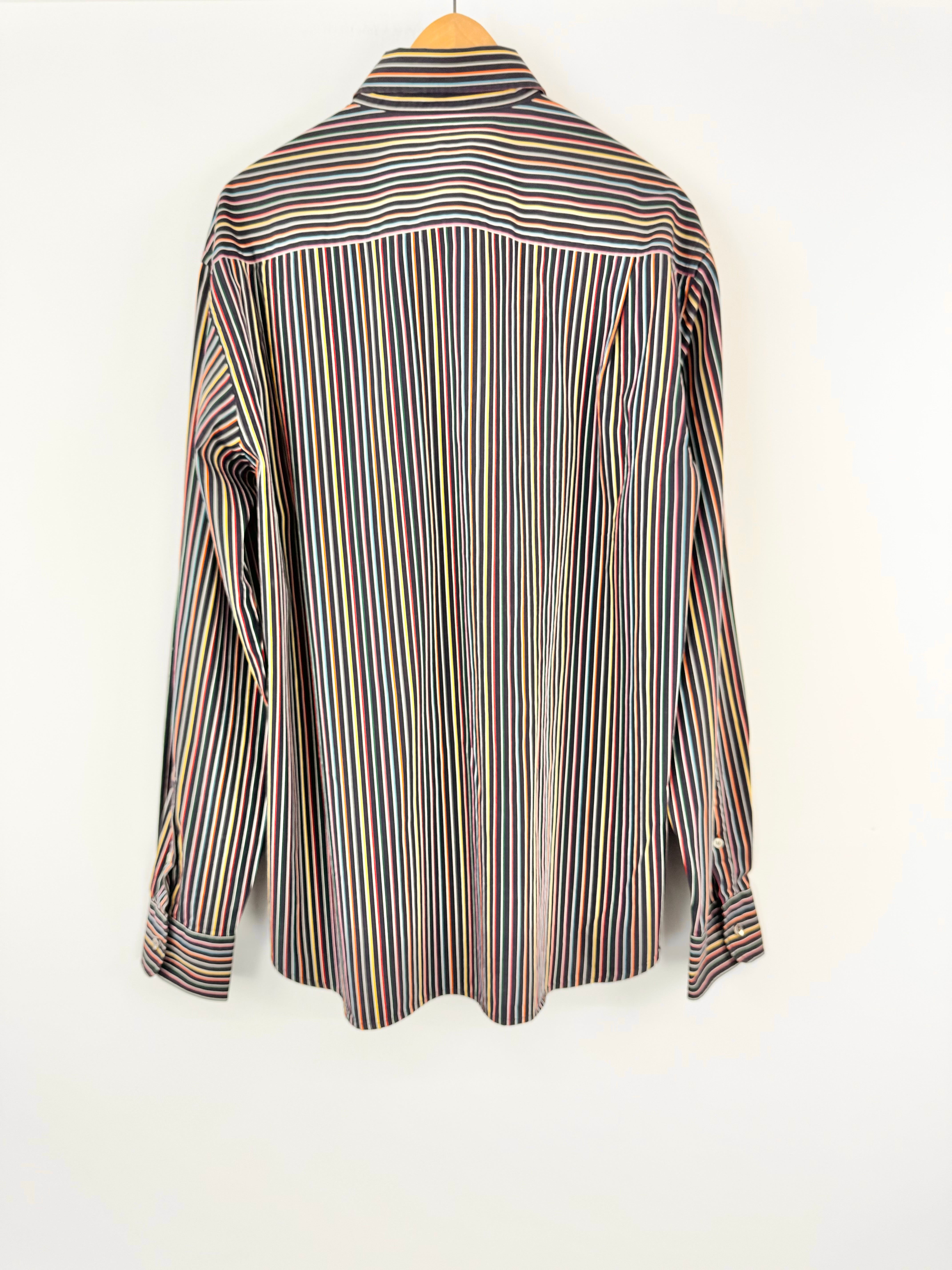 Paul & Shark Navy Rainbow Stripe Cotton Shirt - 43
