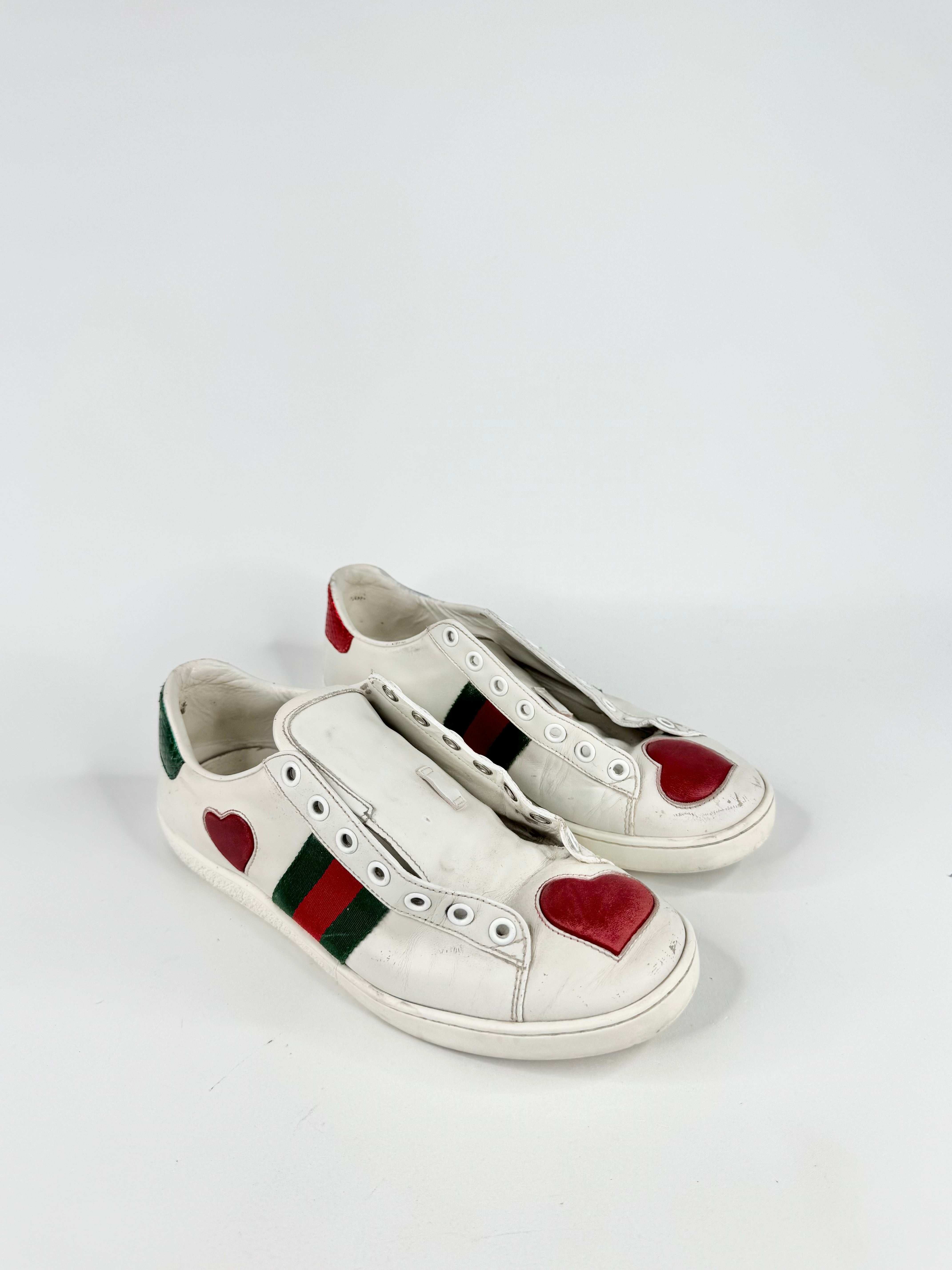 Gucci White 'Ace' Low Top Sneakers - EU37