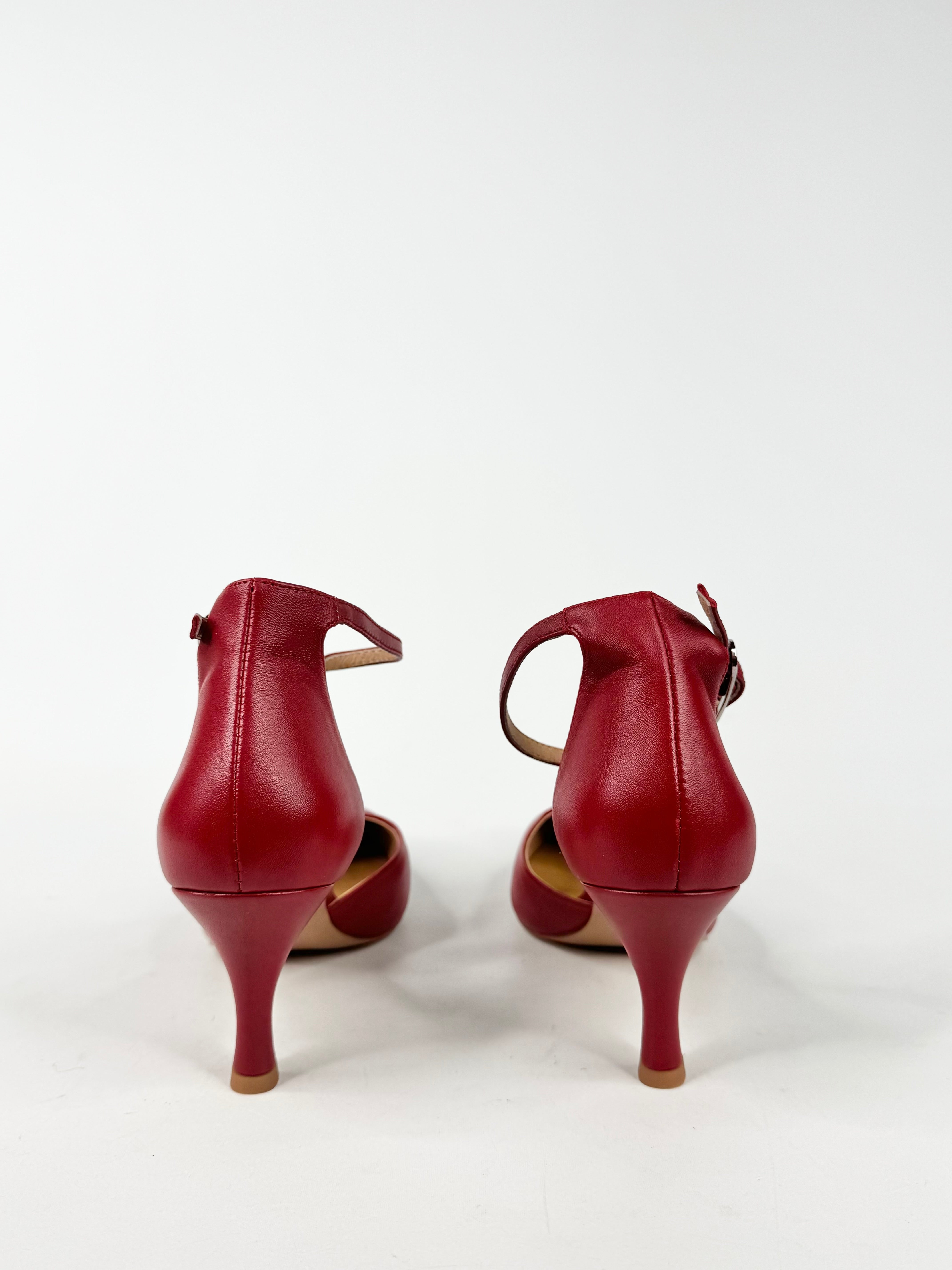 MFW Diana Ferrari Tartine Deep Red Leather Heels - EU37