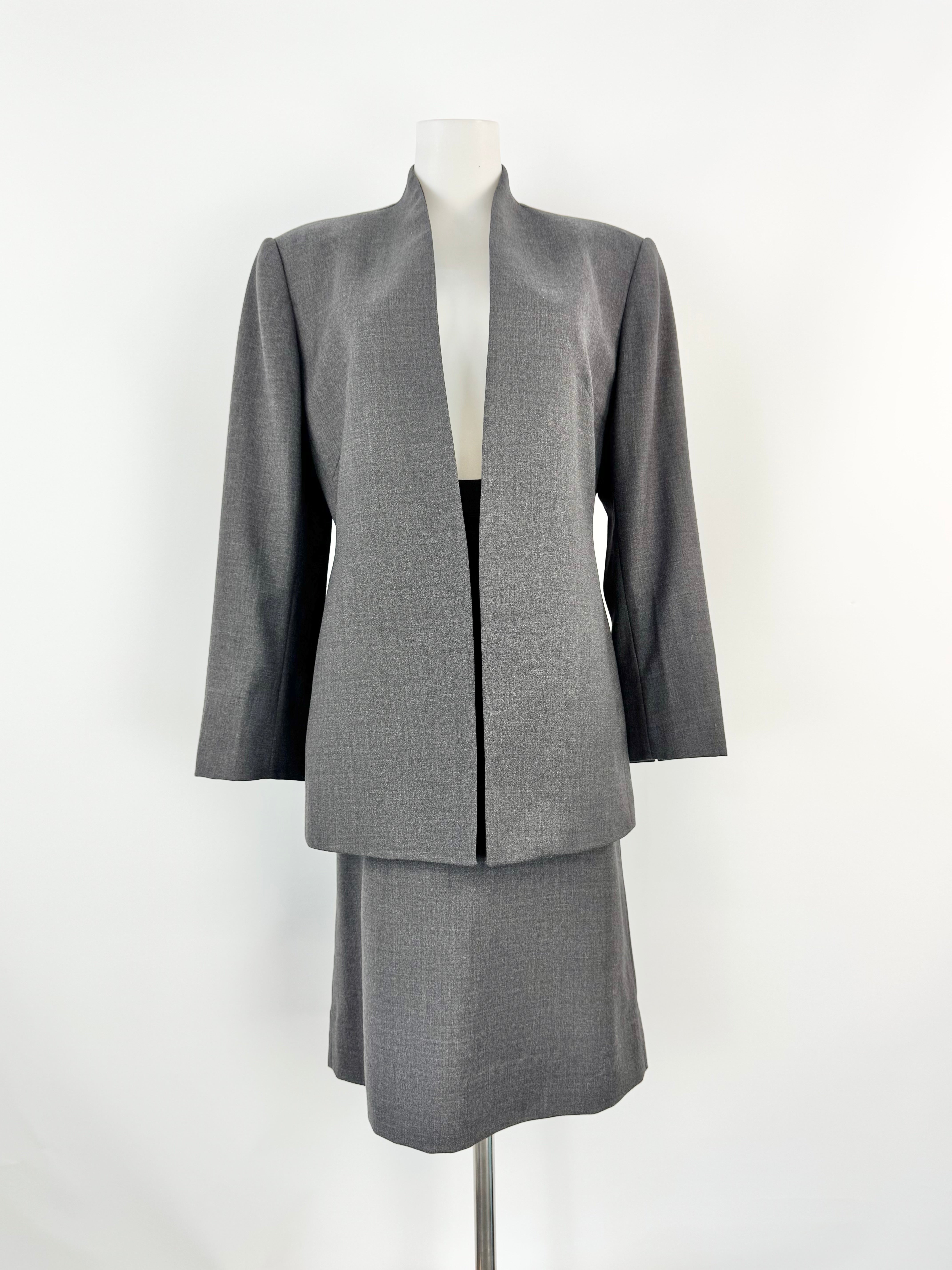 Carla Zampatti Ash Grey Wool Skirt & Blazer - AU10