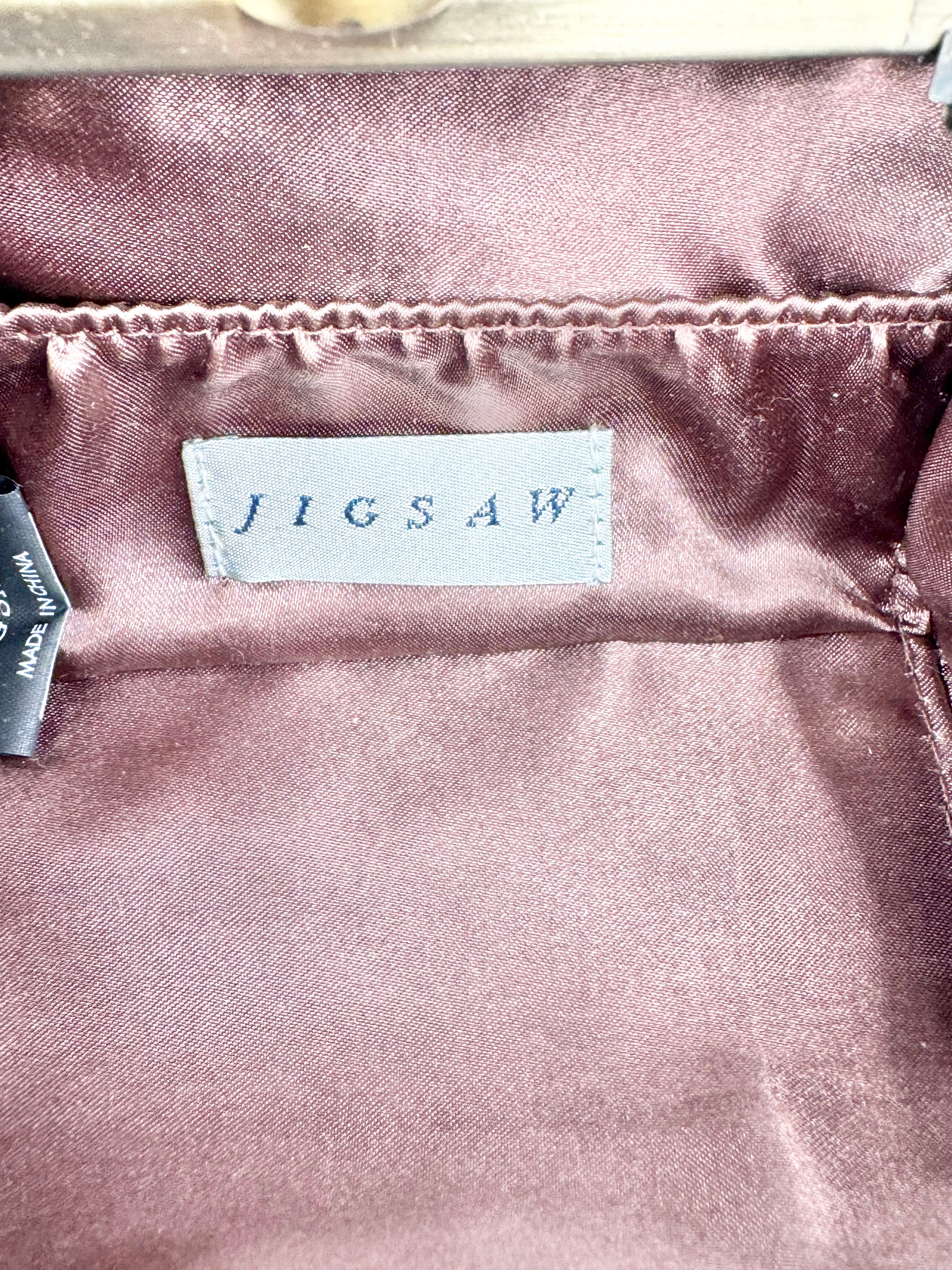 Jigsaw Taupe Leather Clutch