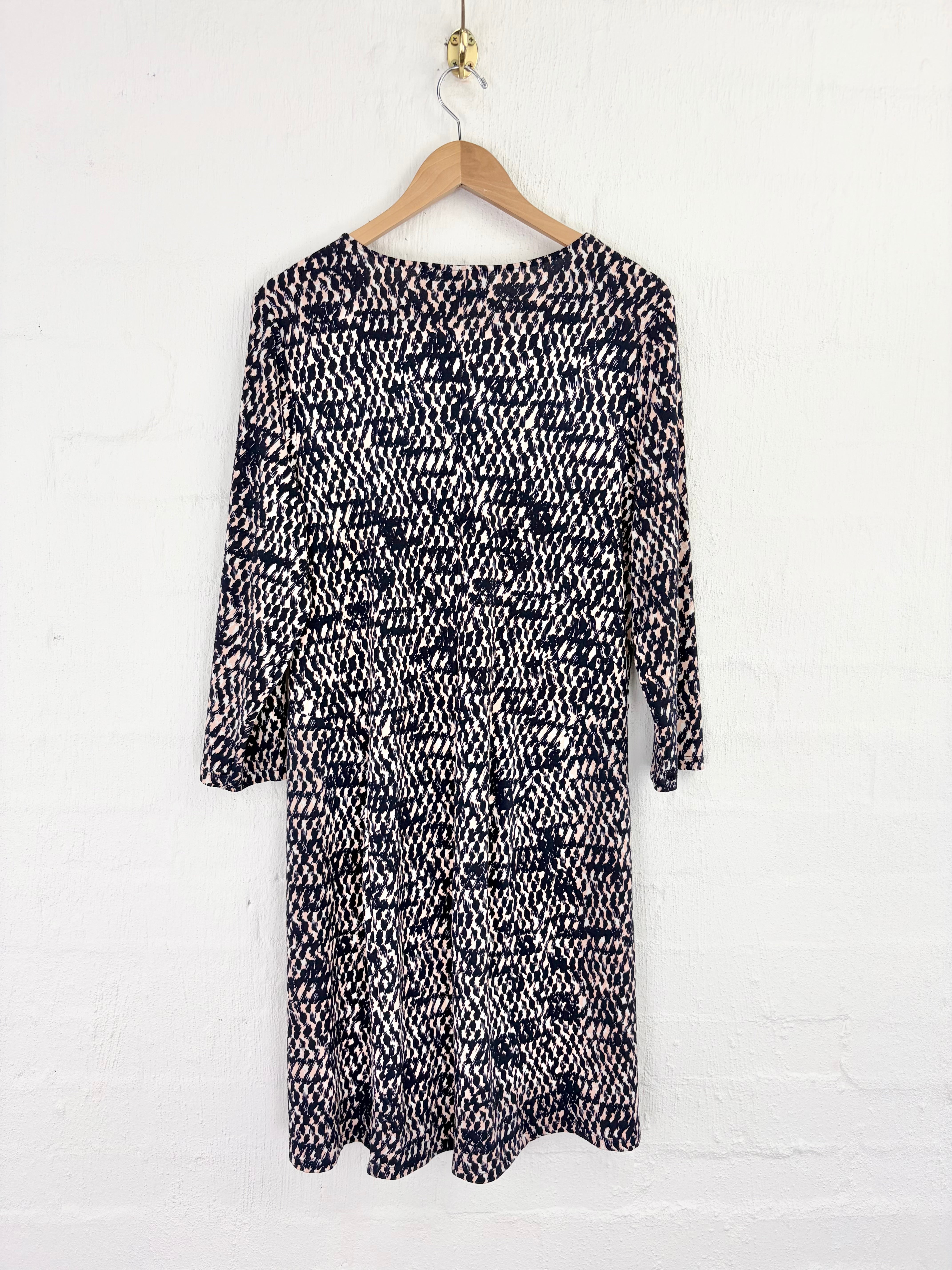 Simply Vera Pink, Blue & White Draped Jersey Midi Dress - AU18