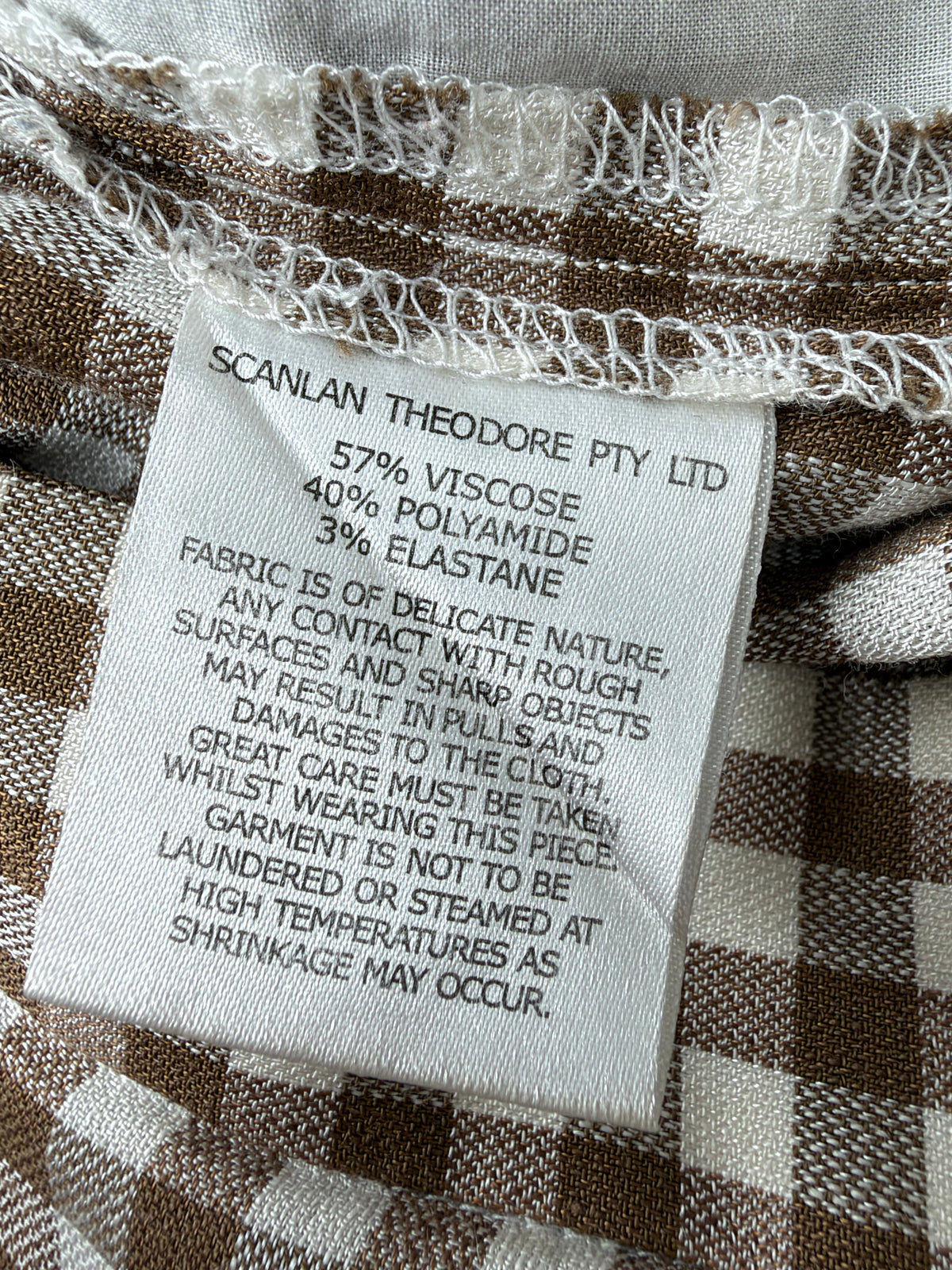 Scanlan Theodore Cream & Khaki Gingham Culottes - AU6