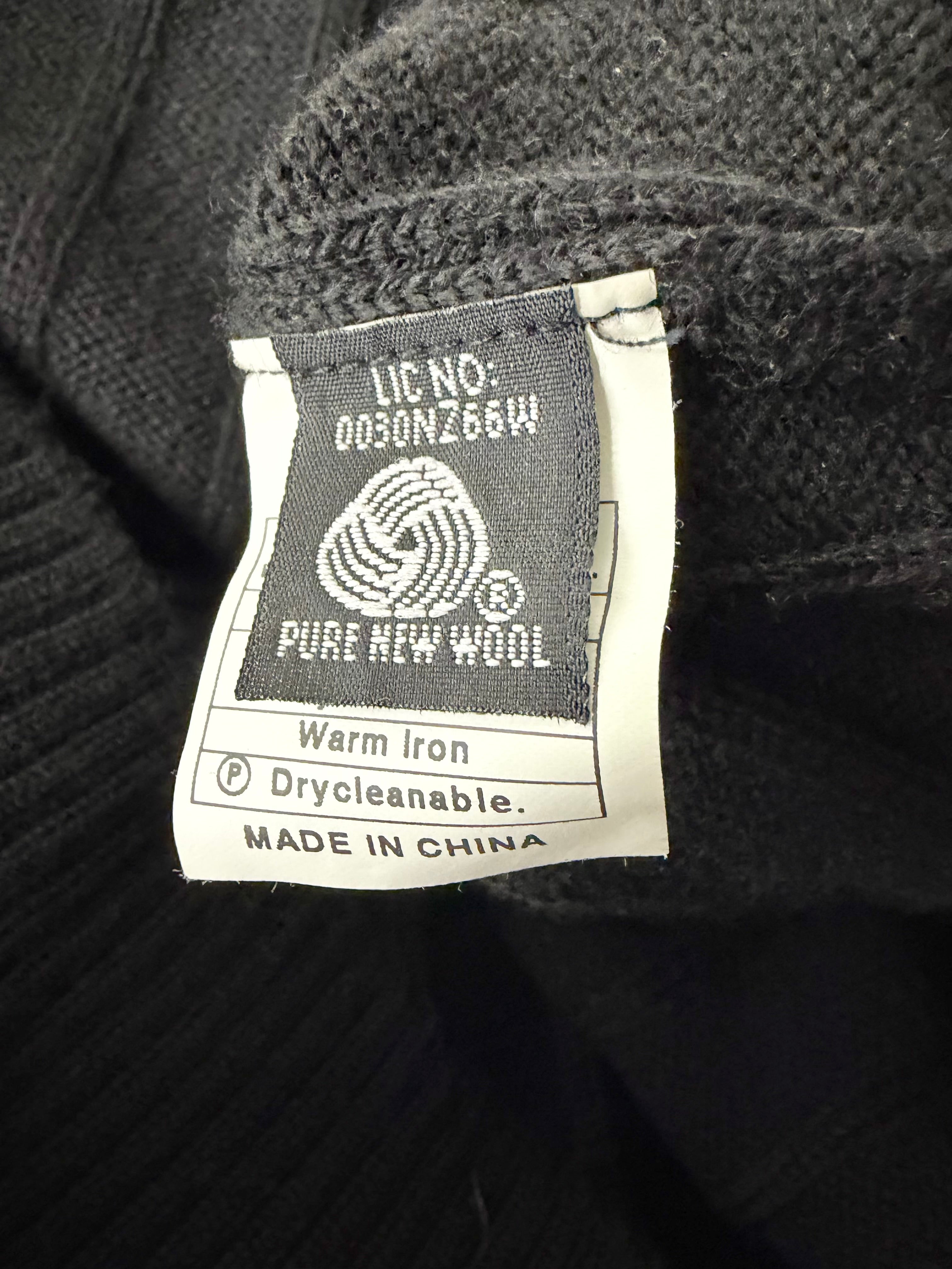 Pierre Carding Black Wool 3/4 Sweater - XXL