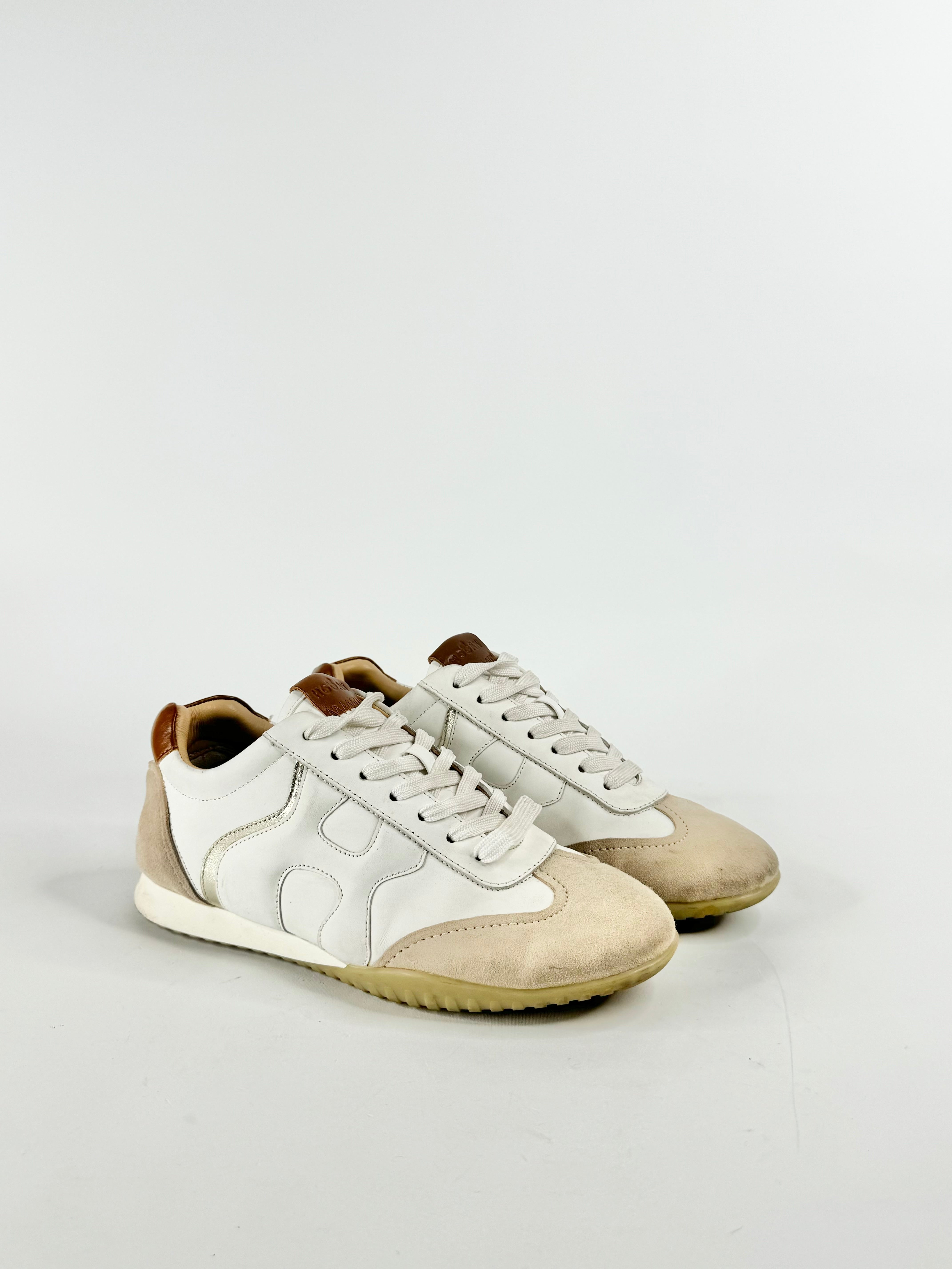 Hogan White & Cream Memory Foam Sneakers - EU35