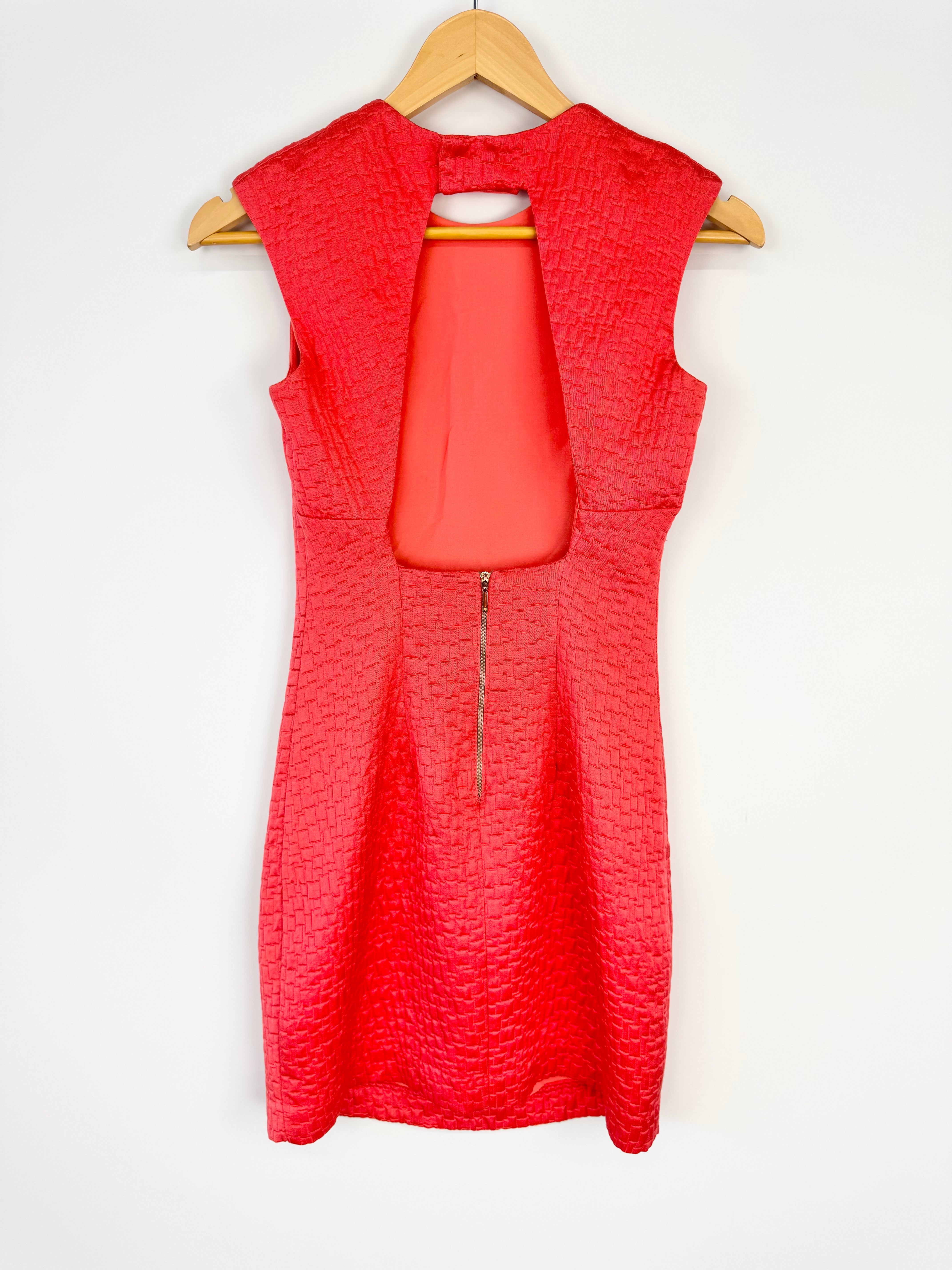 Bec & Bridge Coral Quilted Midi Cocktail Dress - AU6