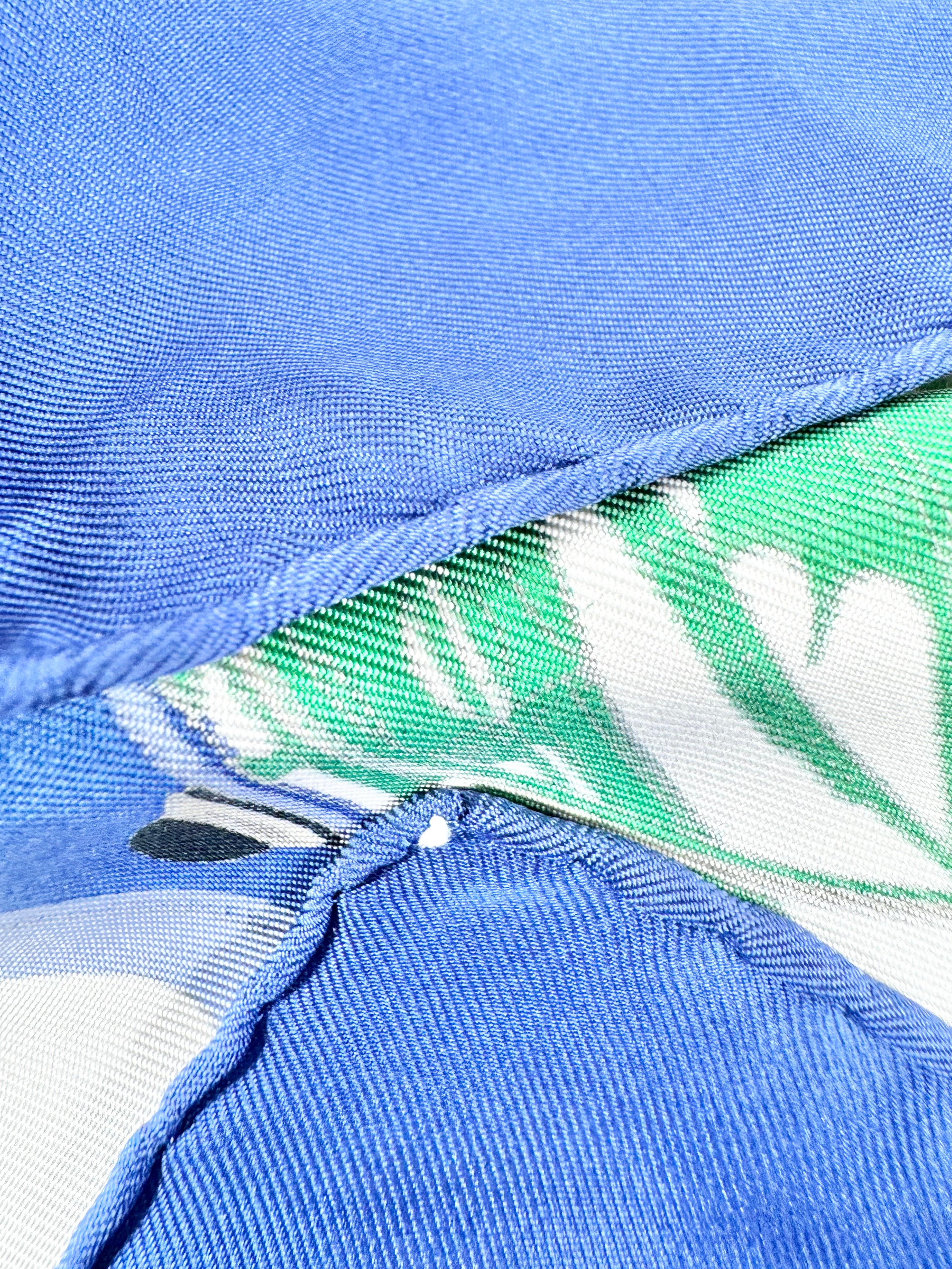 Hermès Scarf Carré ‘les voitures à transformation’ Blue Silk Scarf