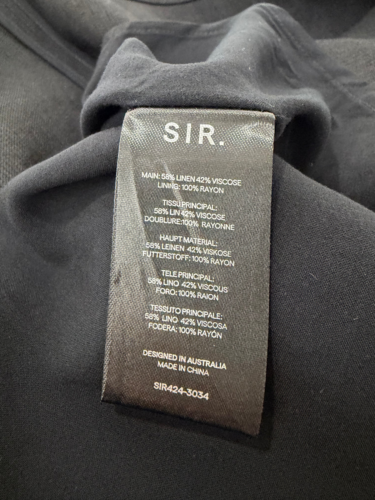 Sir. Black Linen Blend Gathered Skirt - AU8/10