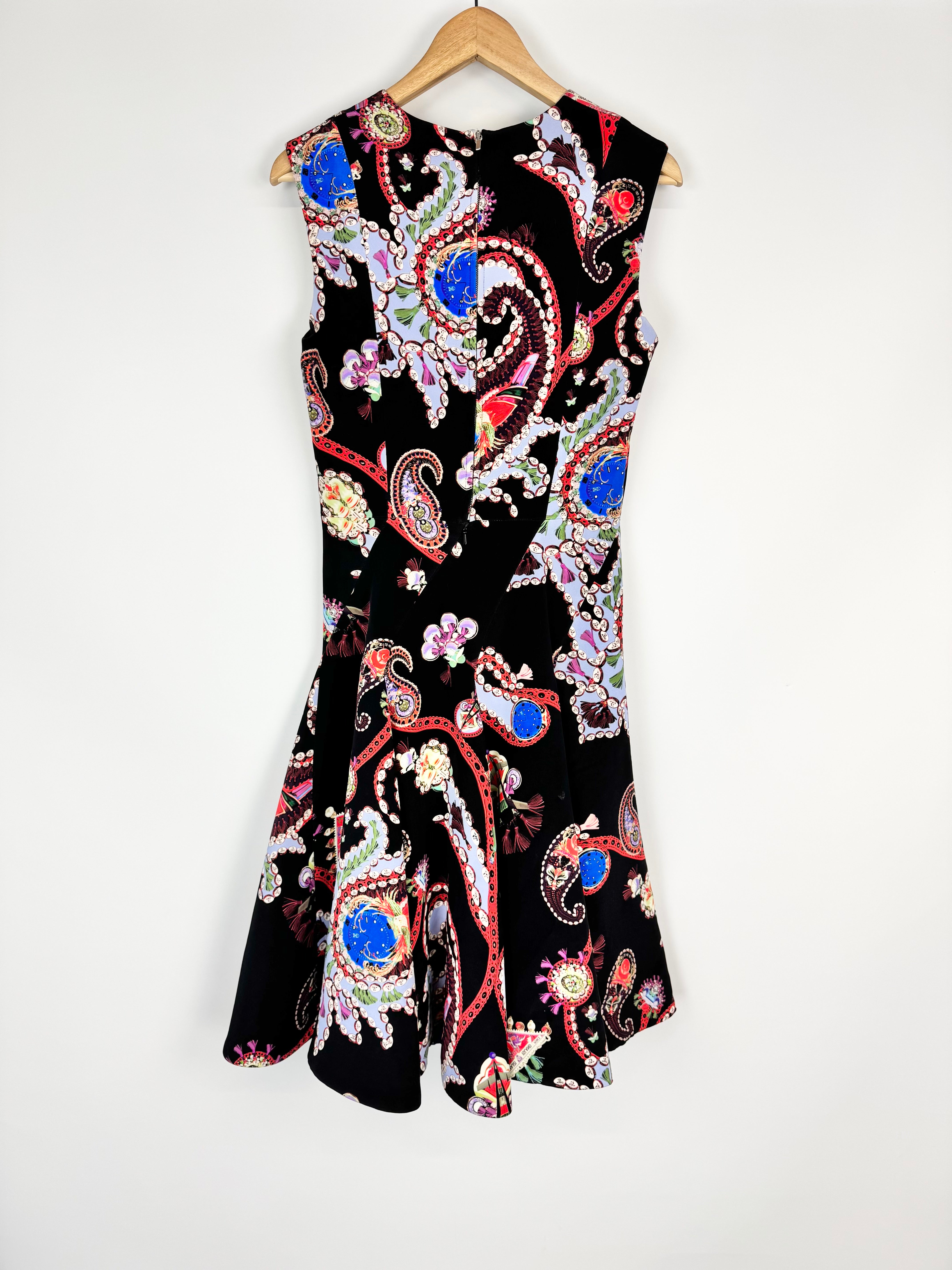 Mary Katrantzou Black Silk Paisley Patterned A-Line Dress - AU10