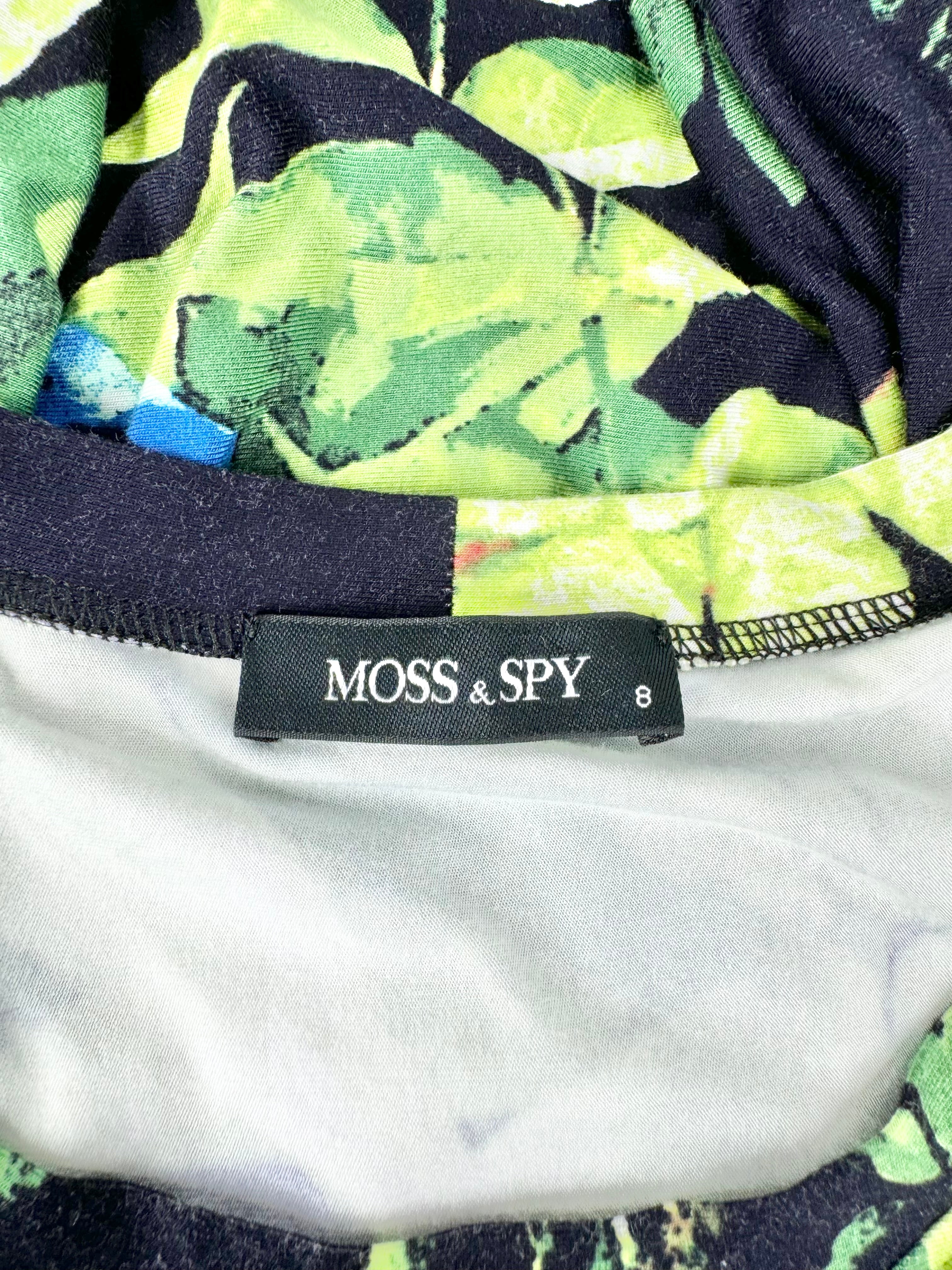 Moss & Spy Black Leaf Patterned Midi Dress - AU8