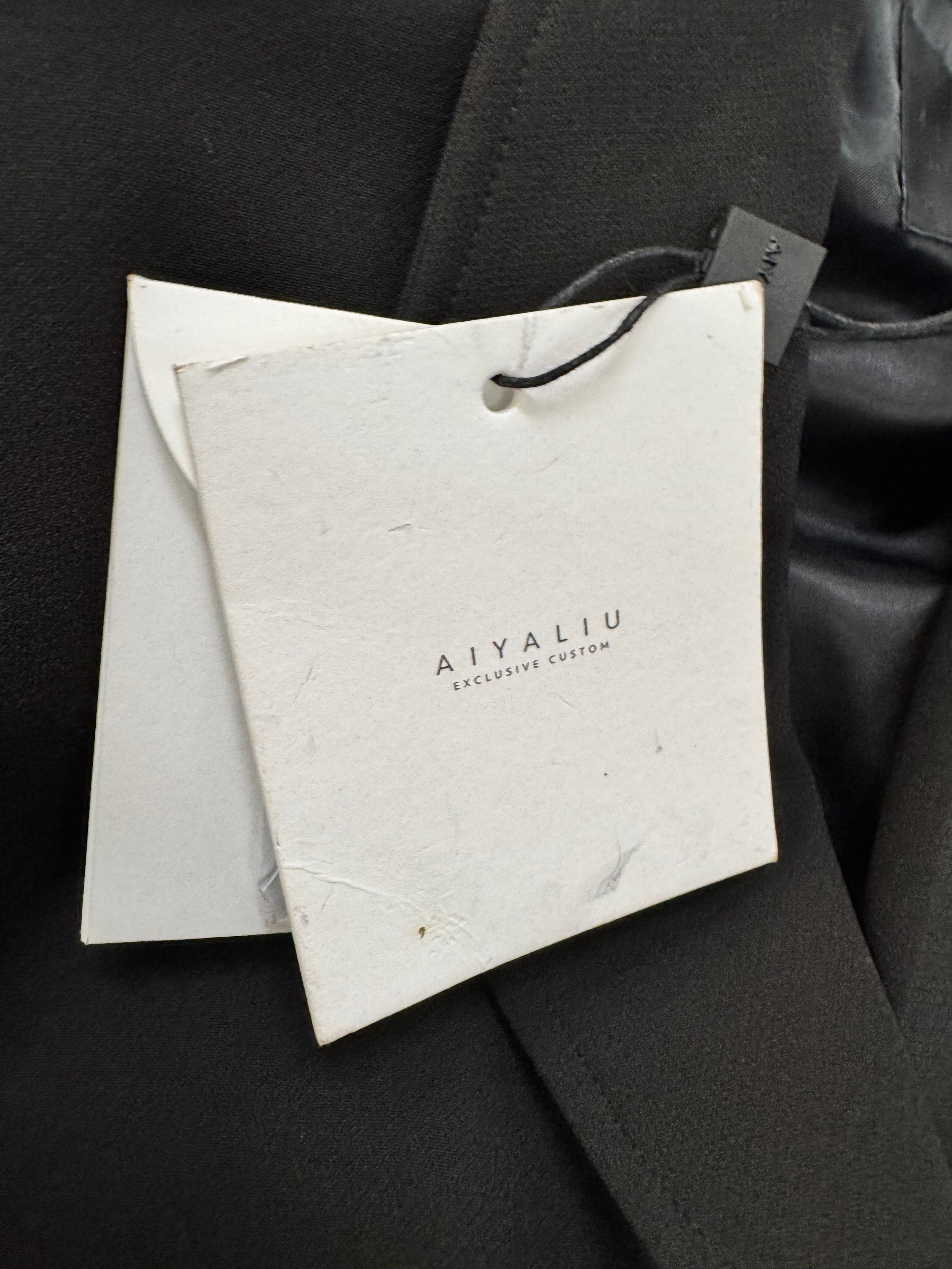 Aiyaliu Black Opaque & Sheer Mesh Tiered Blazer NWT - AU10/12