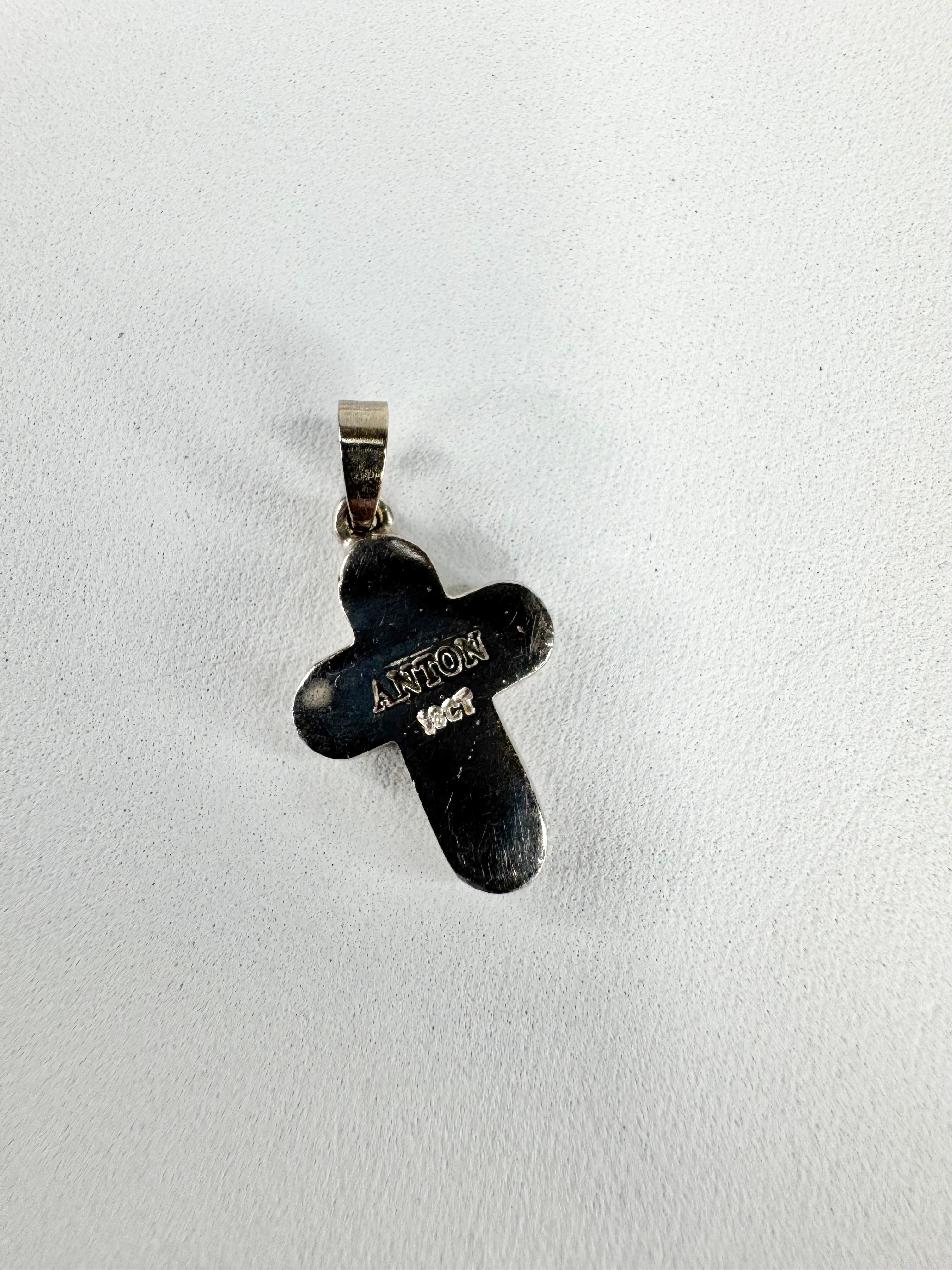Anton 18ct White Gold Curved Cross