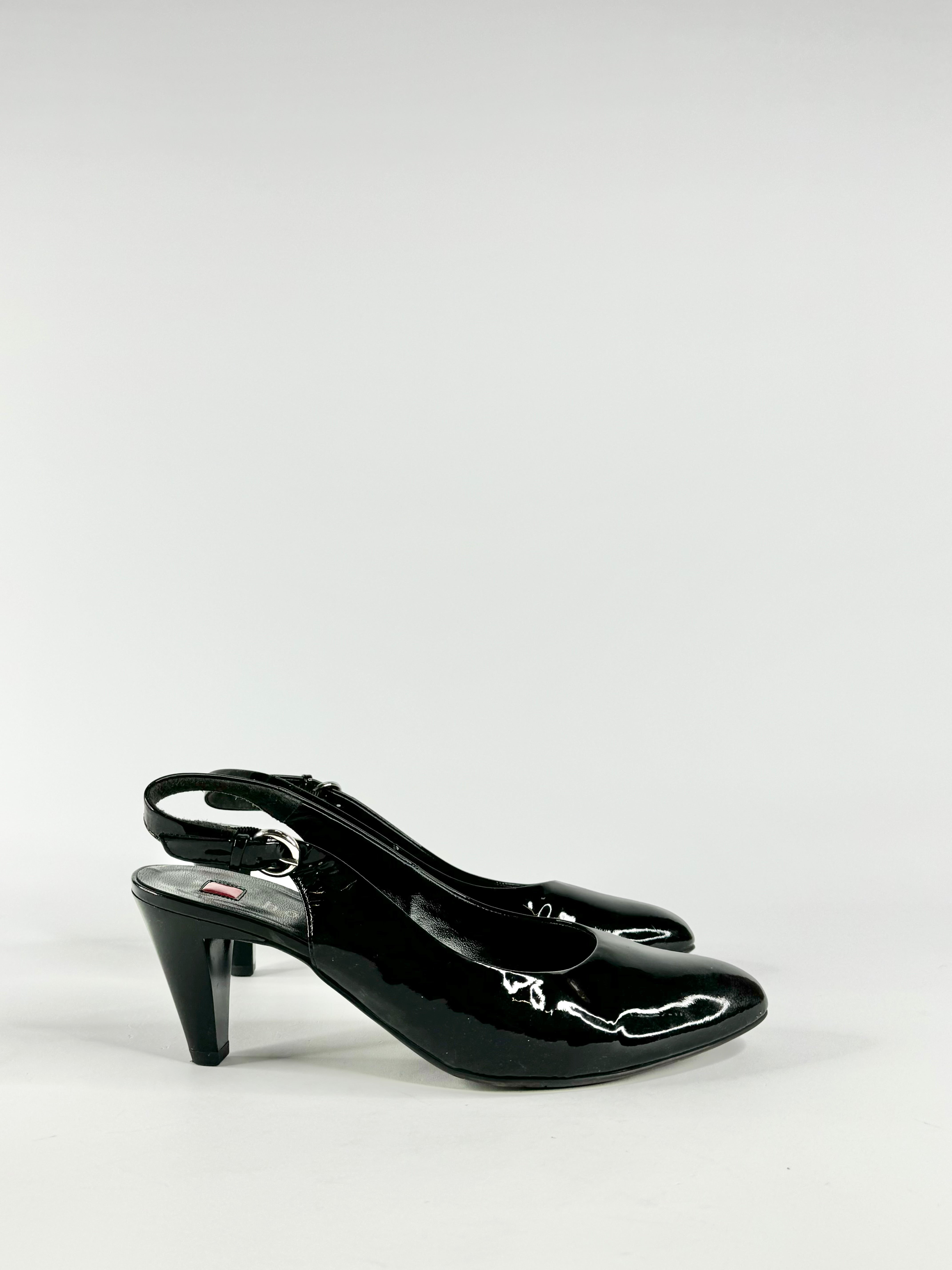 Hogl Black Patent Leather Sling Backs - EU37