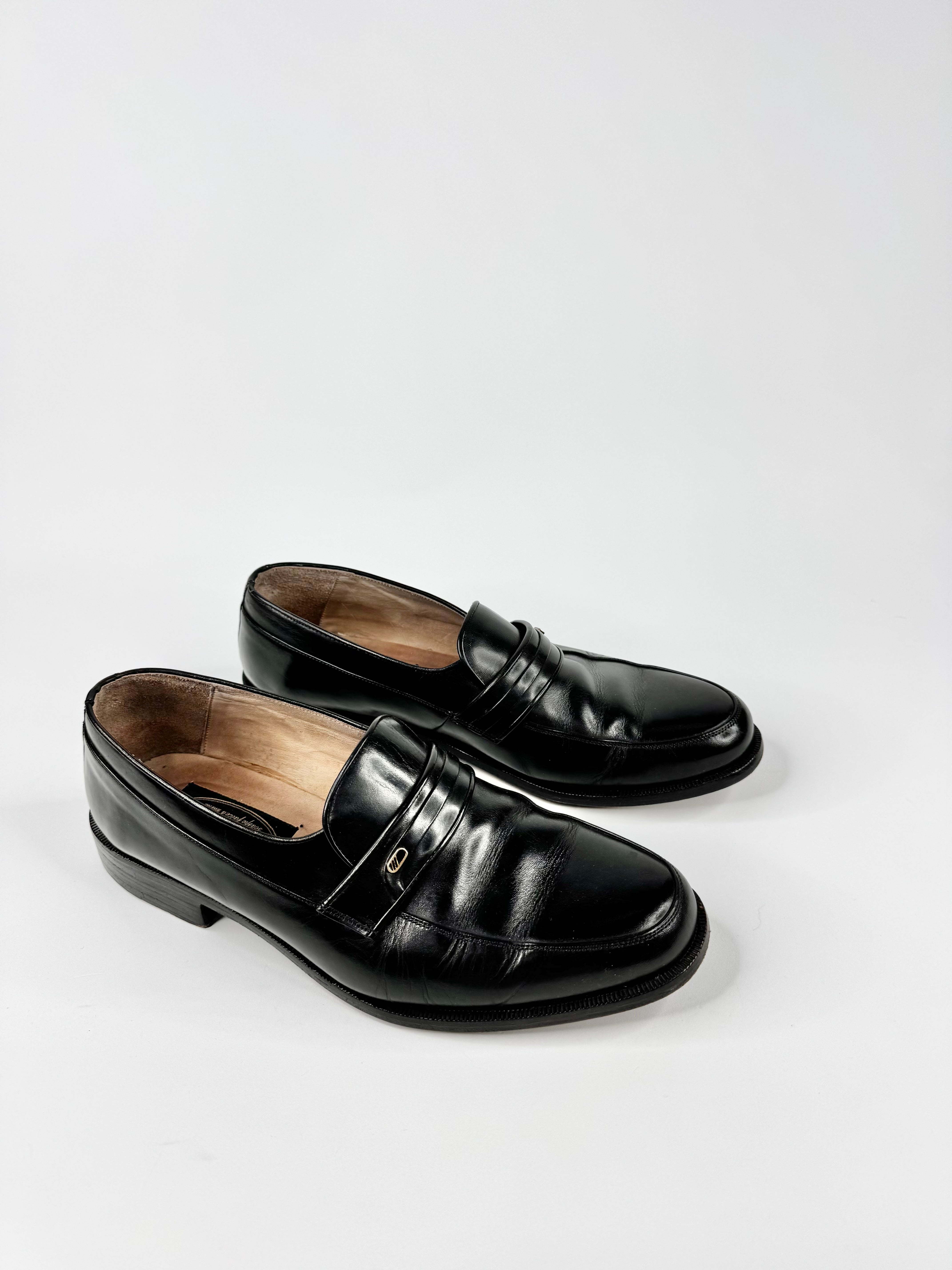 Vintage Italian Made Black Leather Loafers - 7