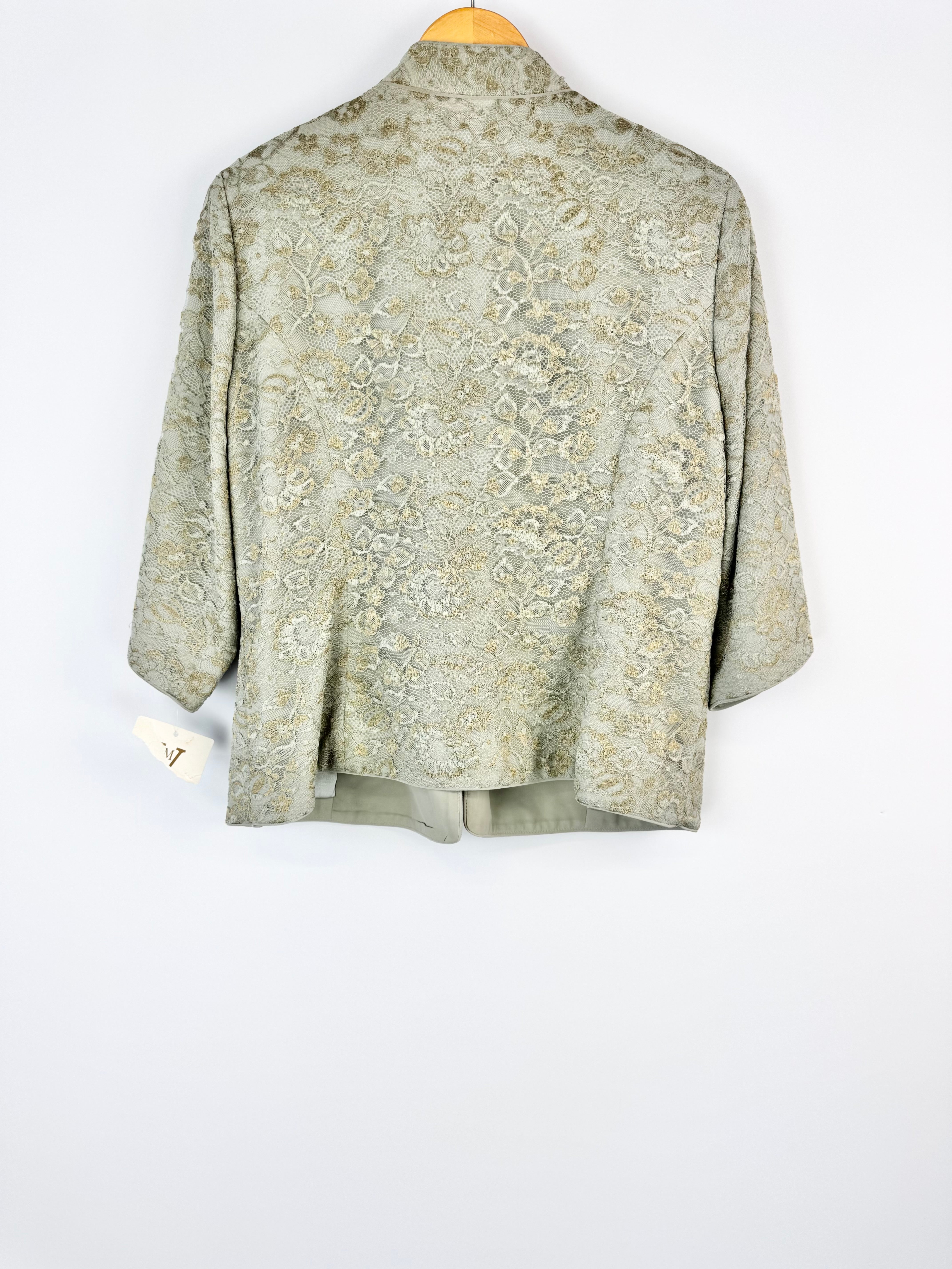 Vintage Vicky Mar Mint & Gold Lace Overlay Blazer - AU16/18