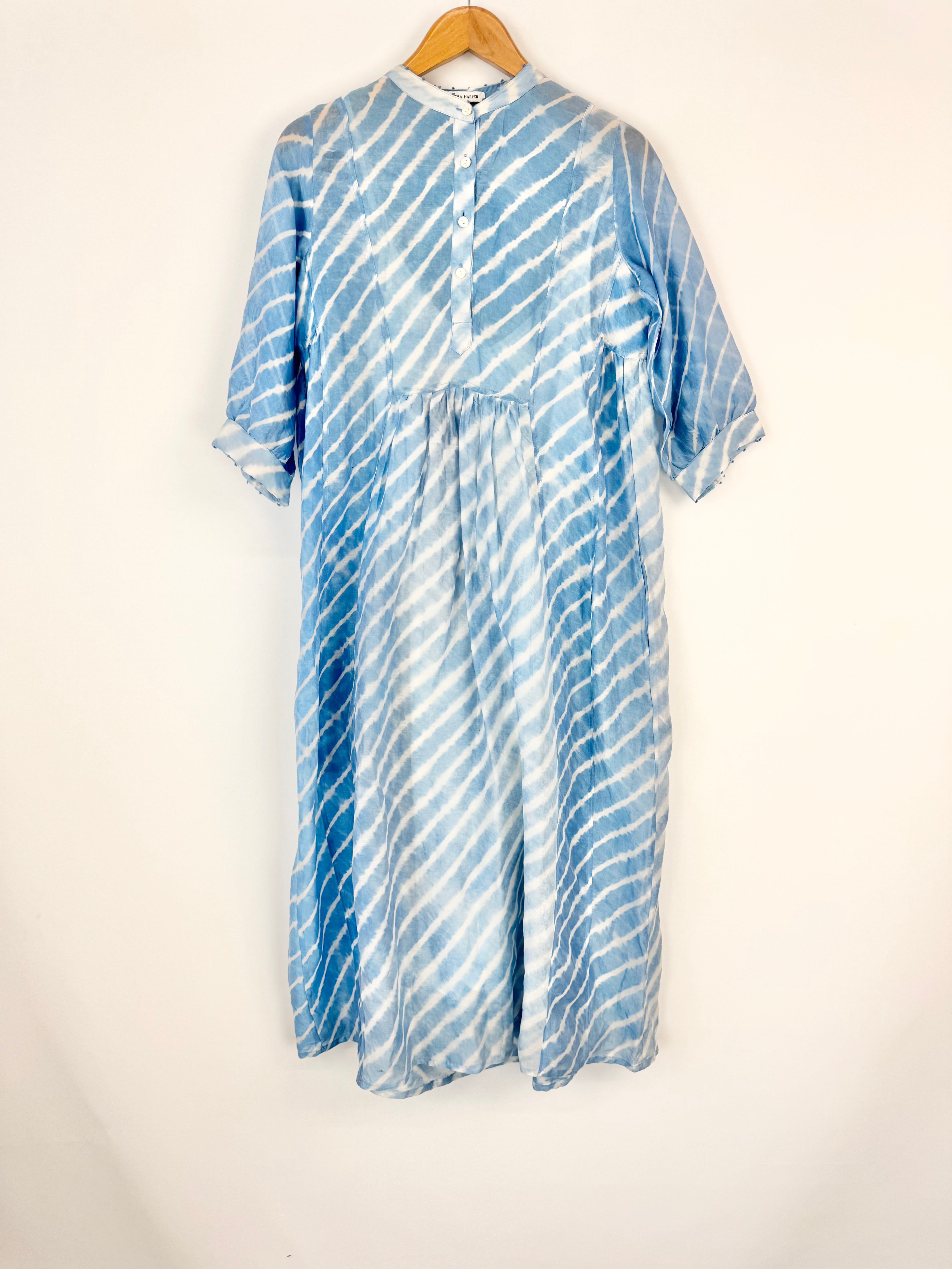 Cassandra Harper Blue & White Sheer Floaty Dress - AU6