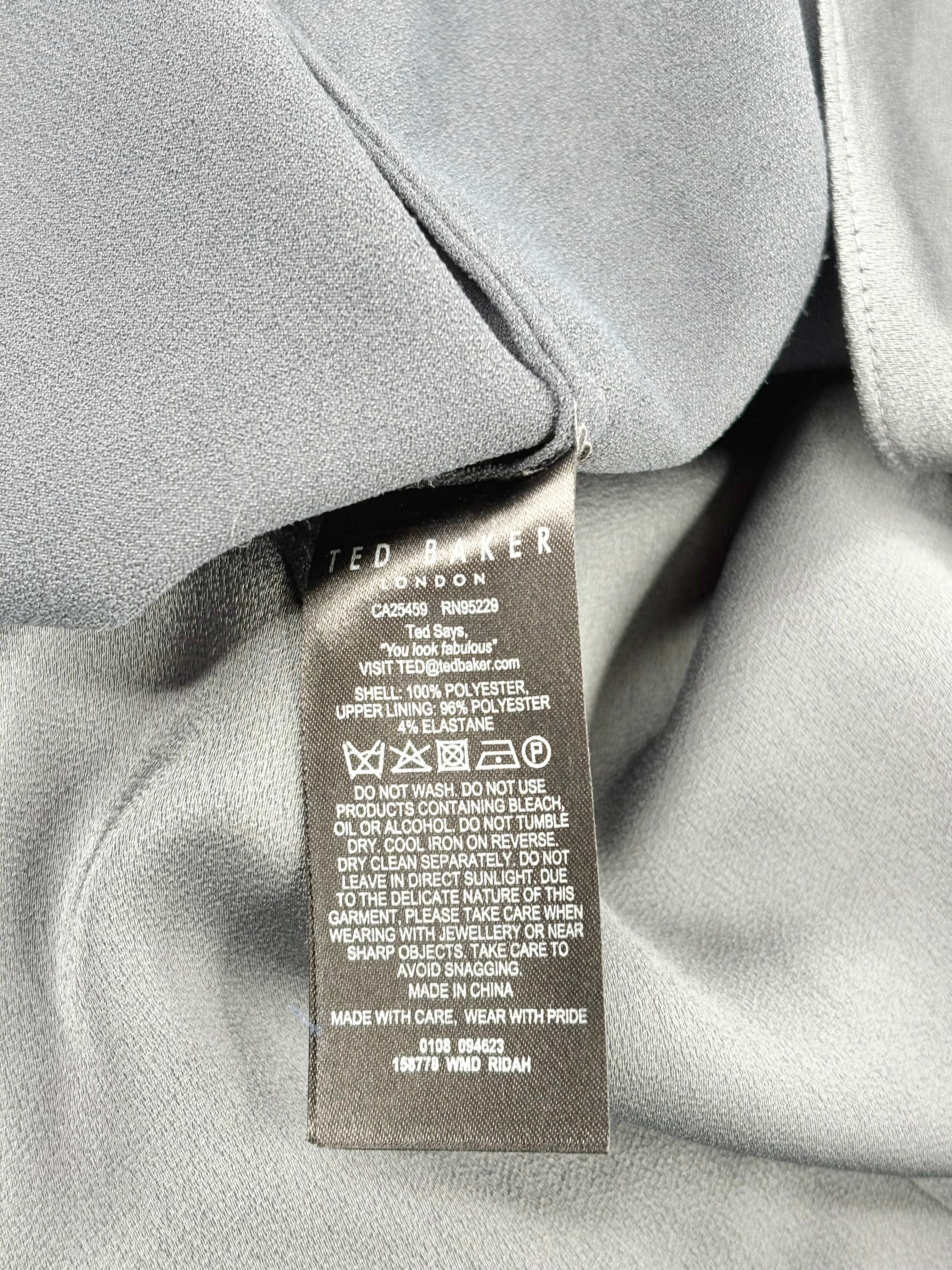 Ted Baker Dark Satin Slate Off-Shoulder Ruched Gown - AU8