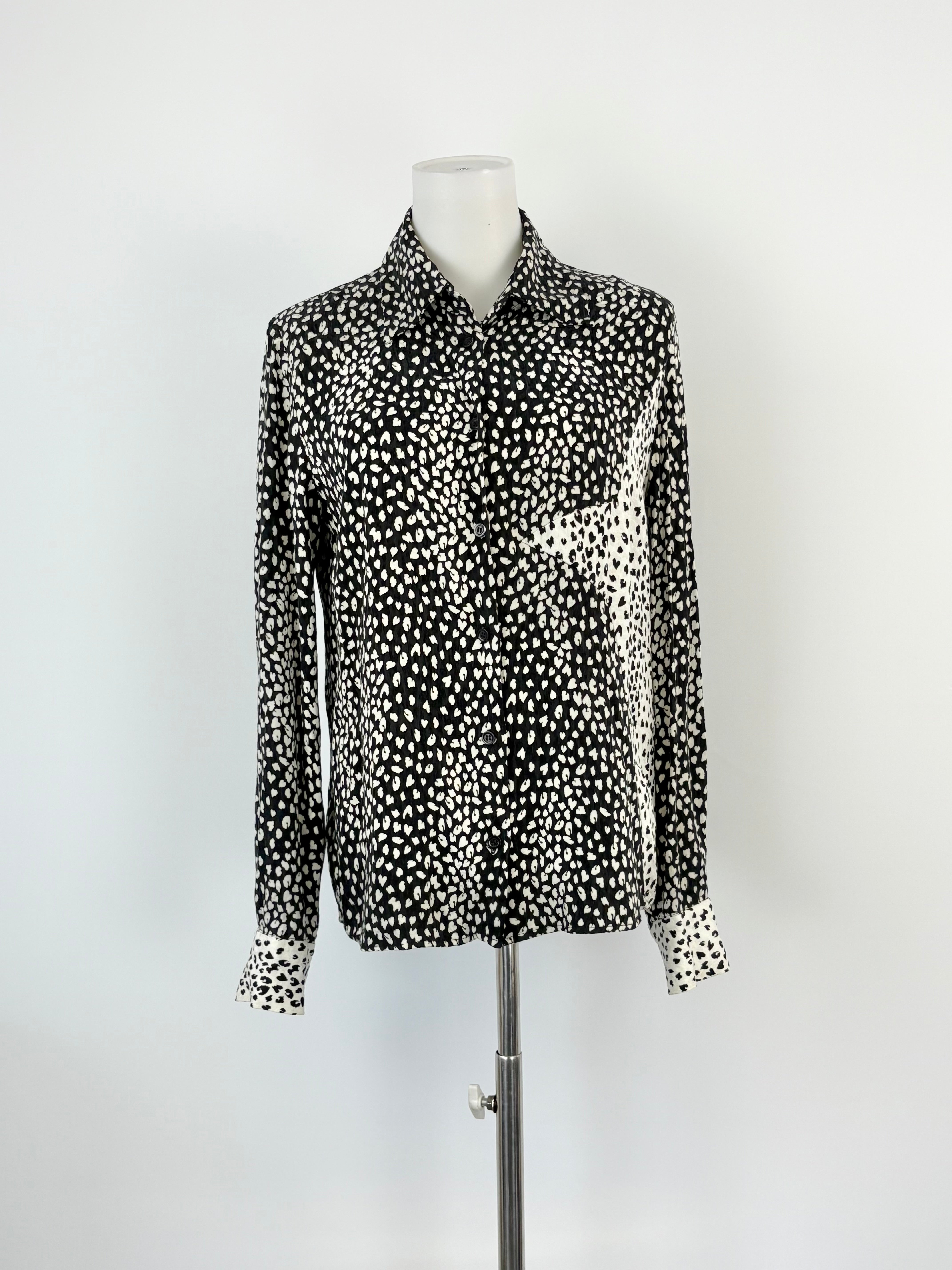 Maje Black & White Animal Print Long Sleeve Shirt - AU10