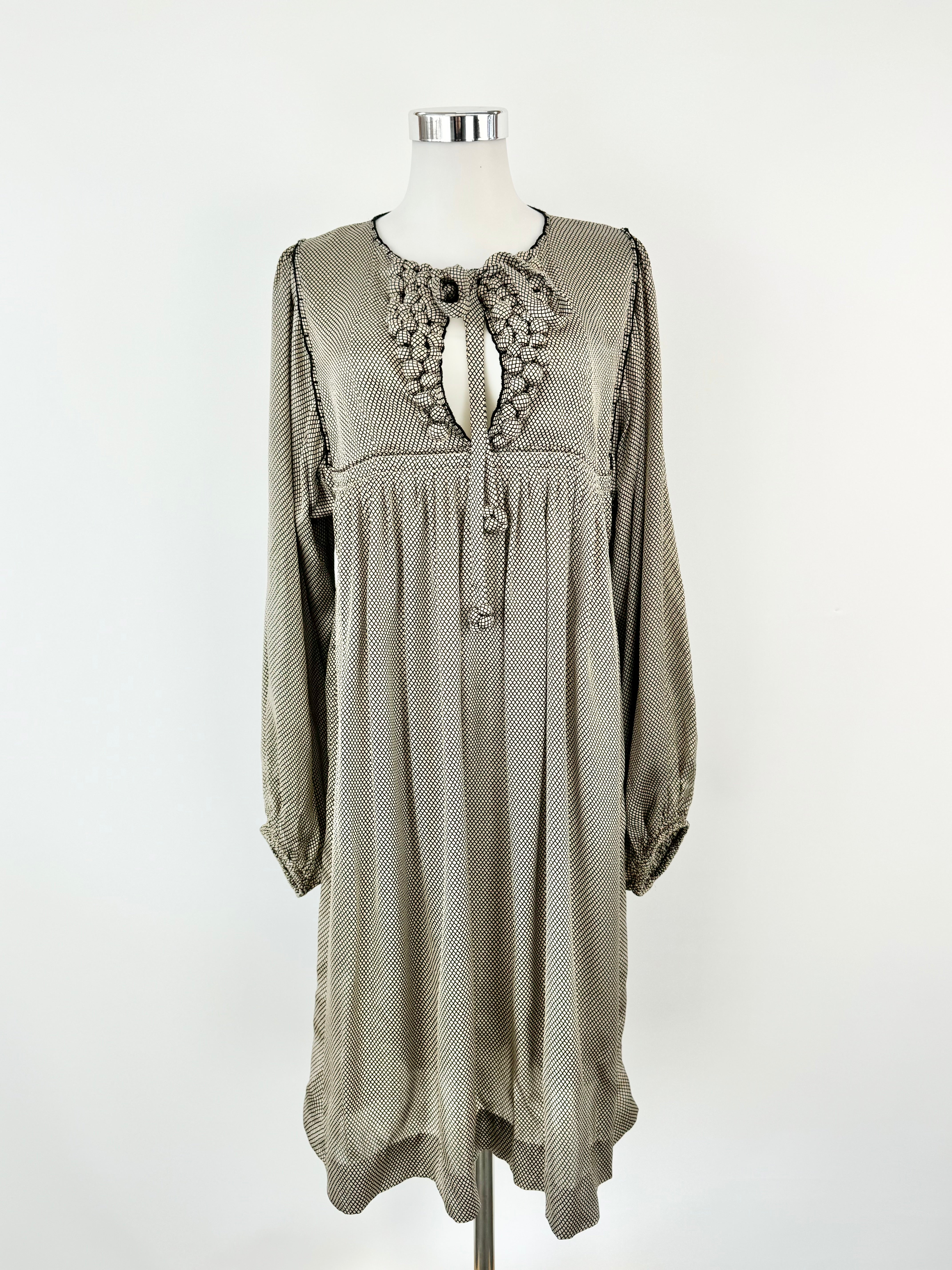 By Malene Birger 'Jessa' Cream & Black Grid Pattern Dress - AU8