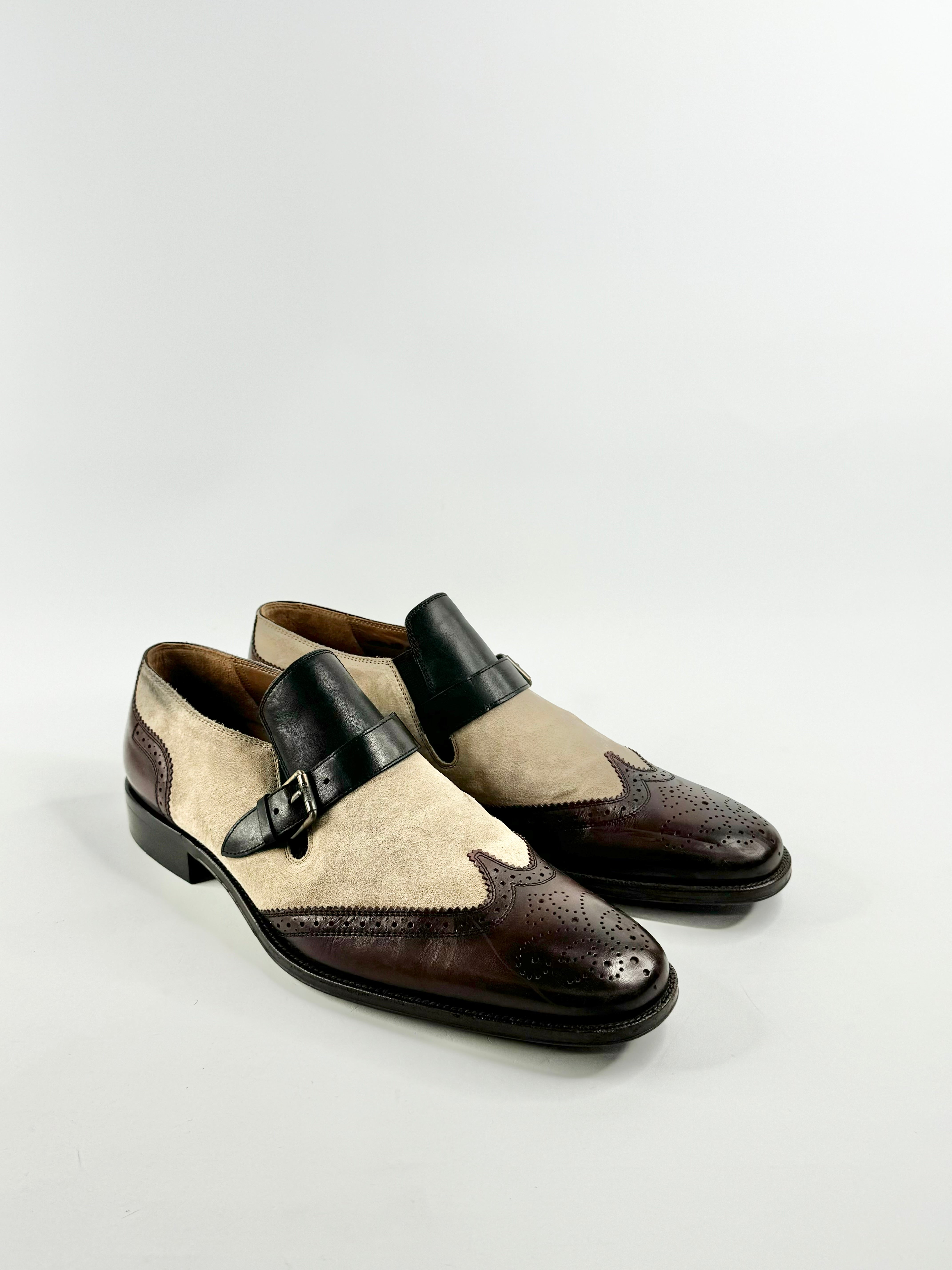 Bally Deep Mahogany & Sand Beige & Leather Brogue Loafers - US11