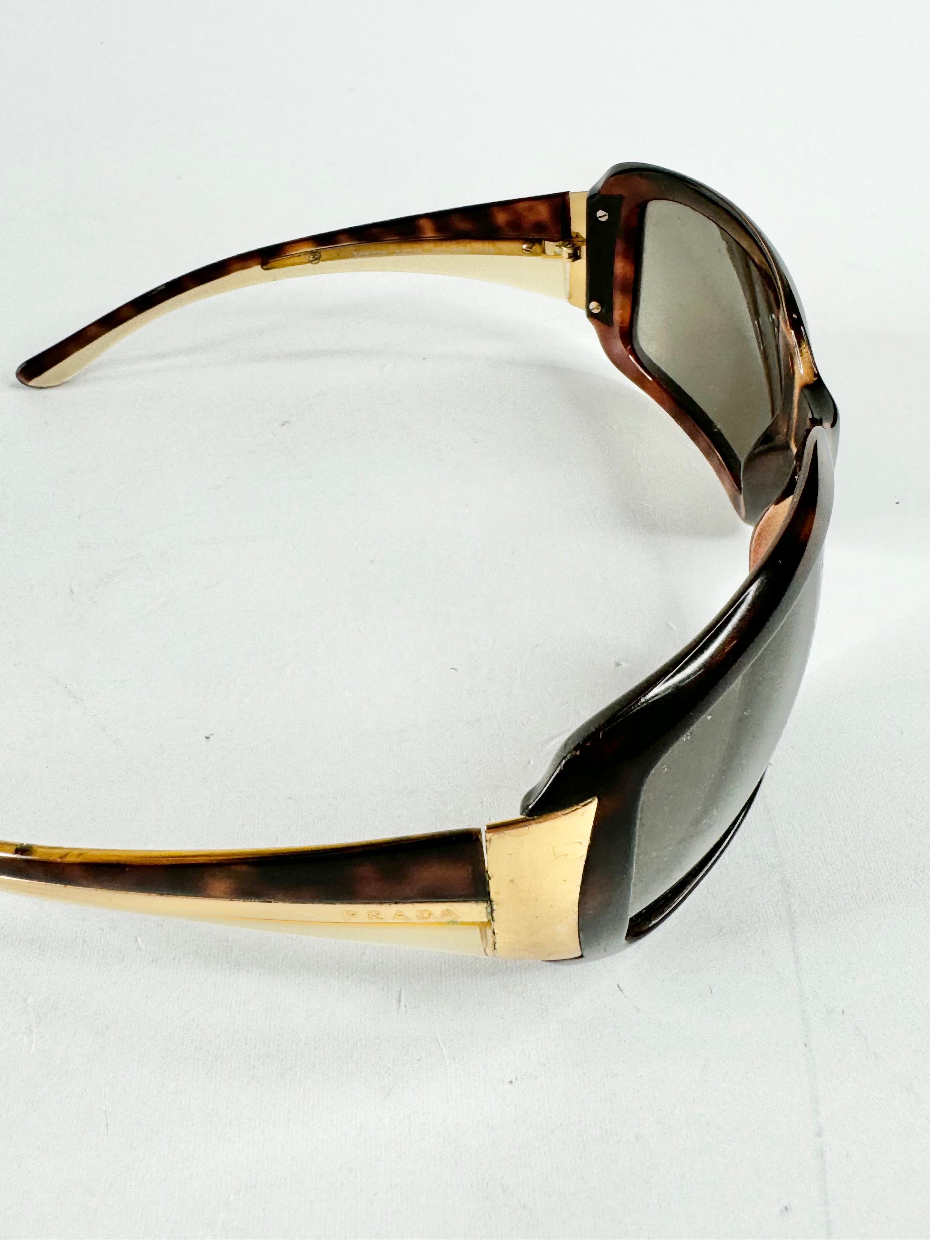 Prada Dark Brown Tortoiseshell Rectangular Sunglasses