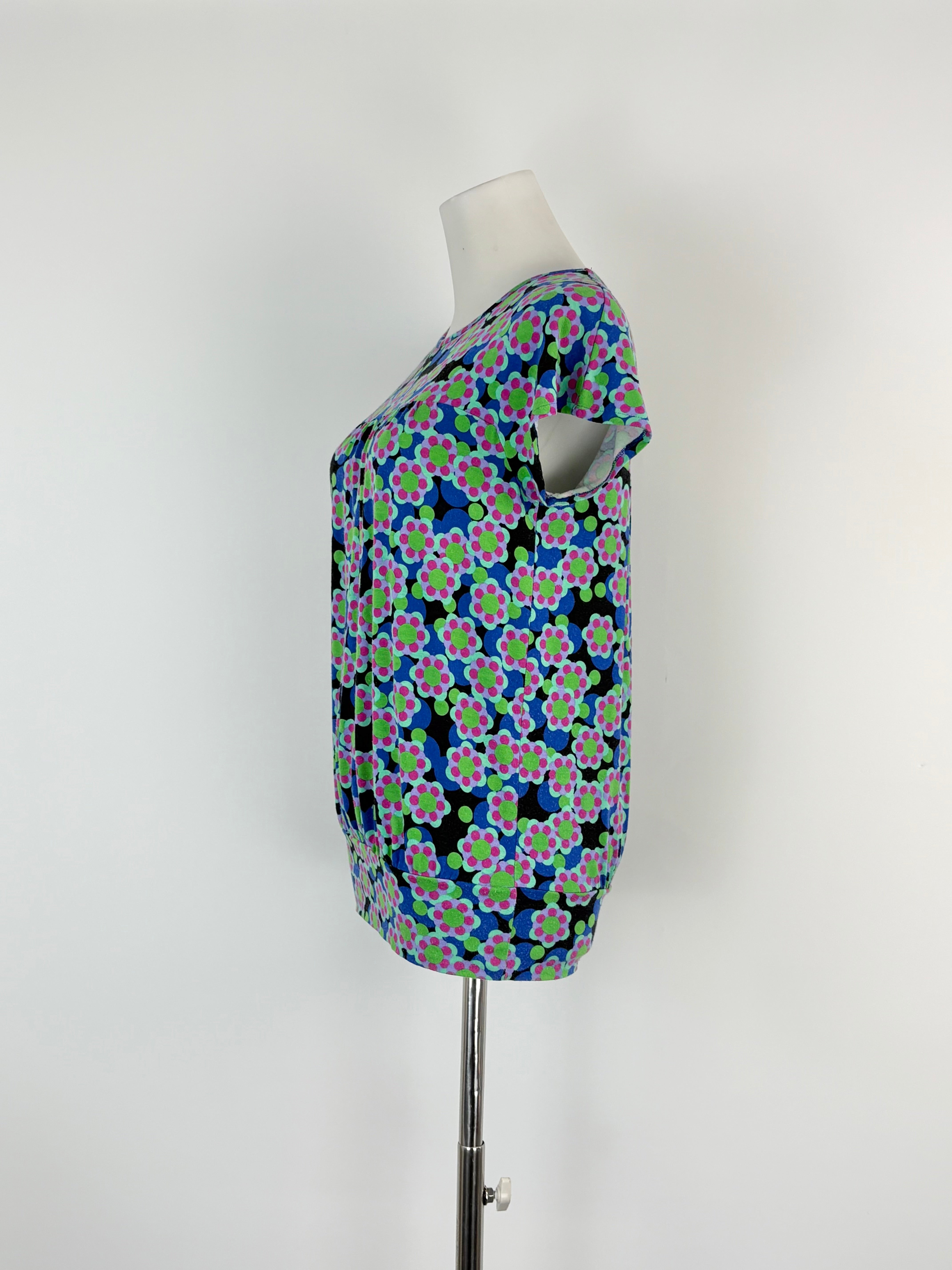 Agnès B. Blue & Turquoise Floral Short-Sleeve Top - AU8