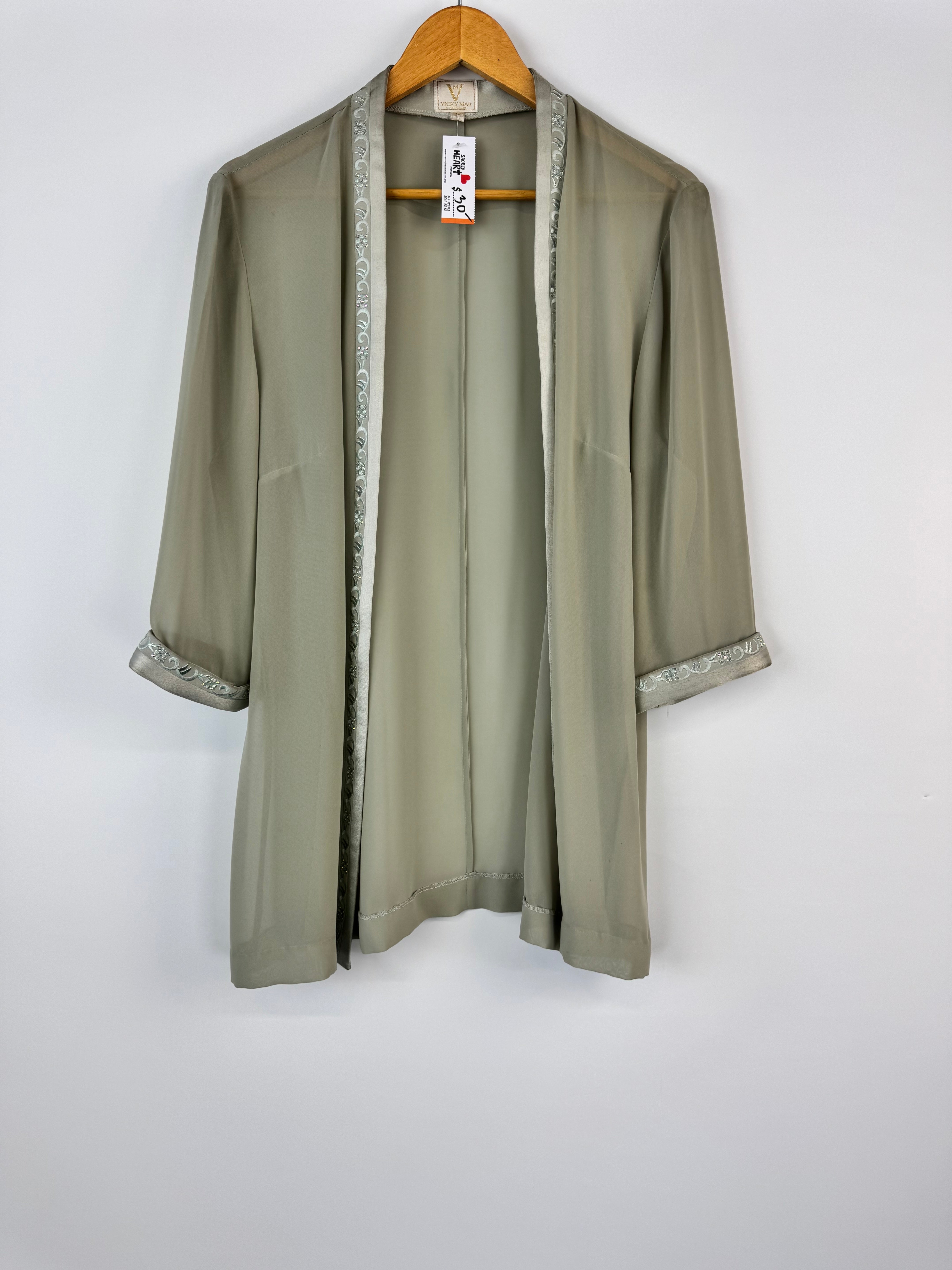 Vicky Man Dusty Green Sheer Duster - AU14