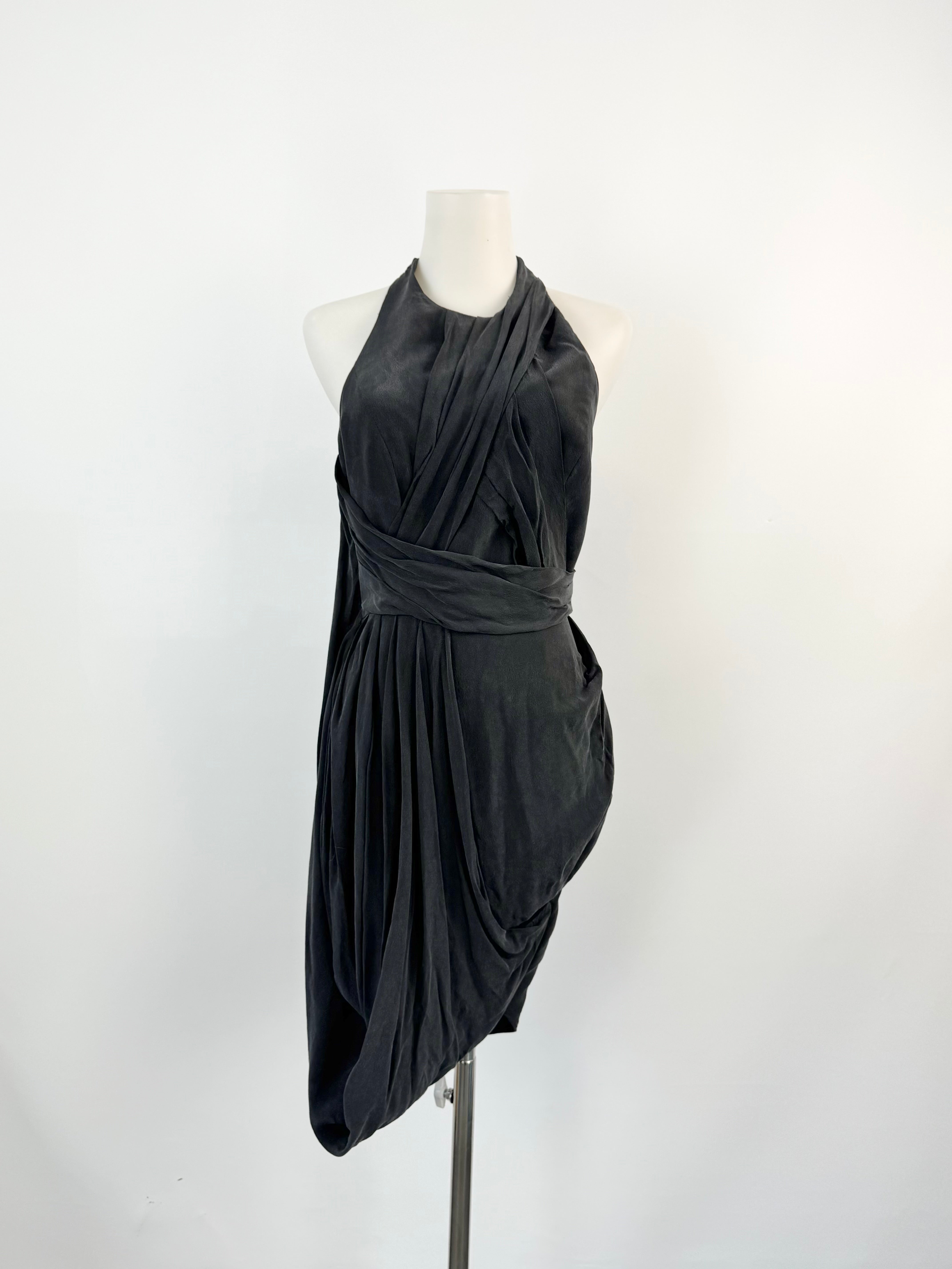 ZIMMERMANN BLACK SILK HALTER DRESS - SIZE AU8